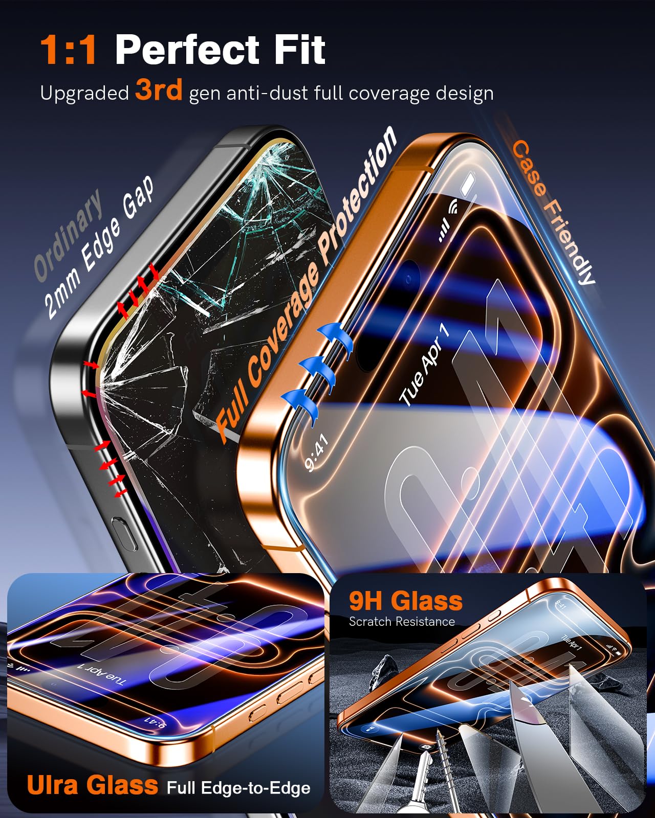 LK 2 Tempered Glass Screen Protector For iPhone 17 Pro Max