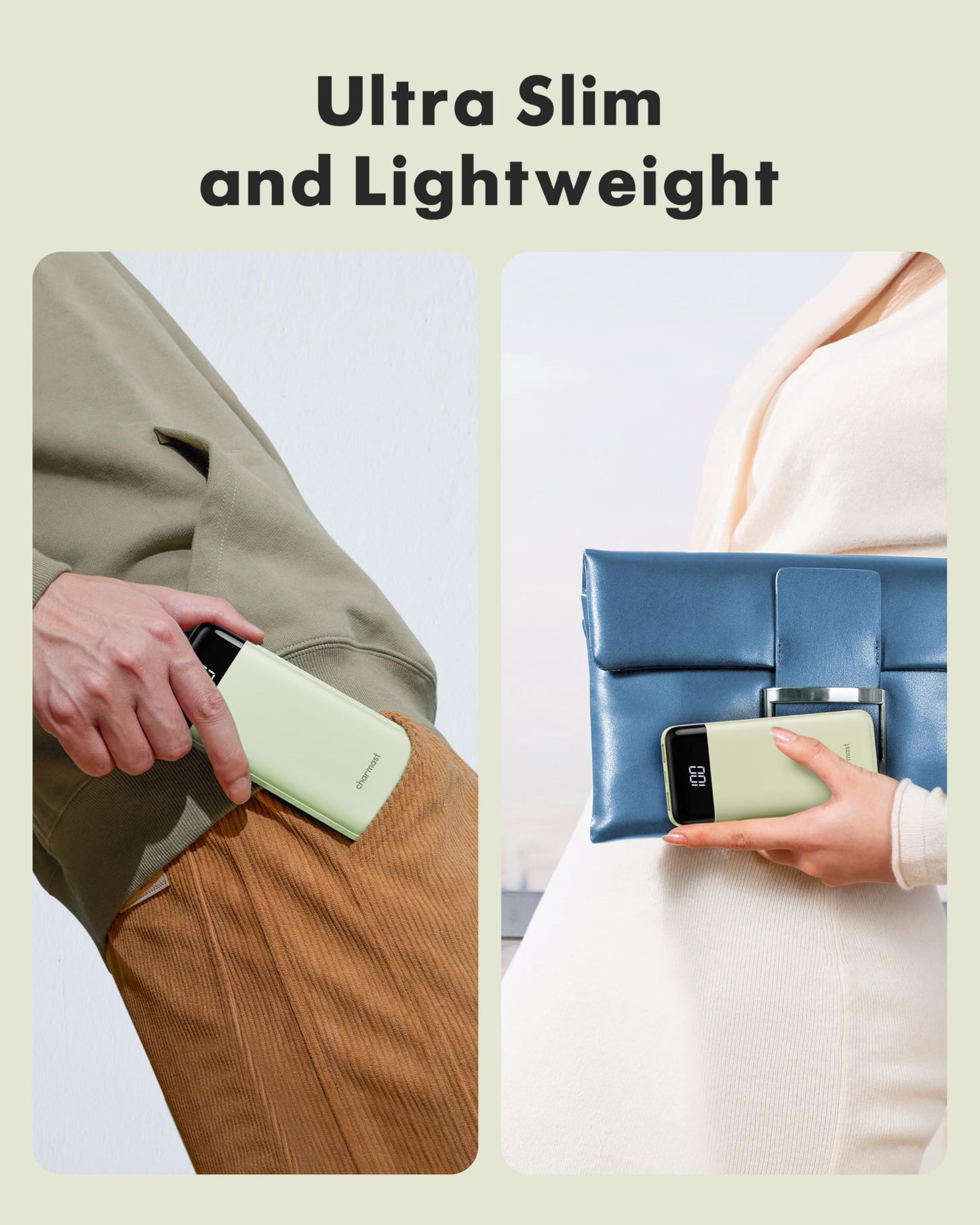 Charmast Slim 10000mAh Power Bank With Built In Cables