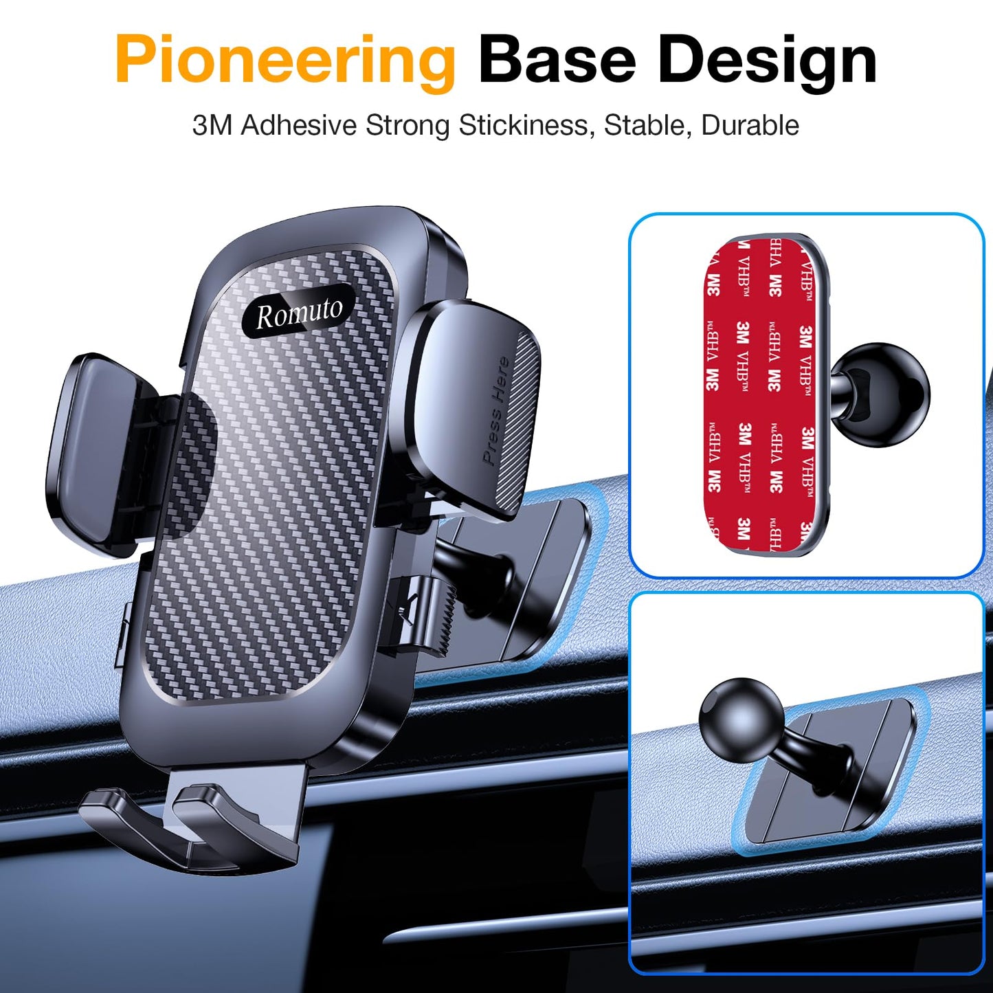 Romuto Car Phone Holder Mount Dashboard Windshield Vent