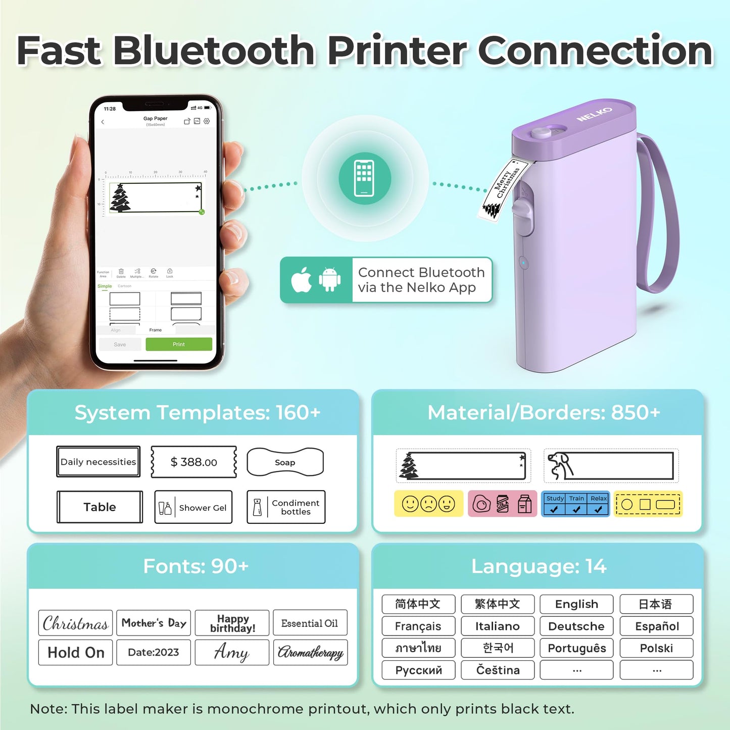 Nelko P21 Bluetooth Label Maker With Tape Wireless Printer