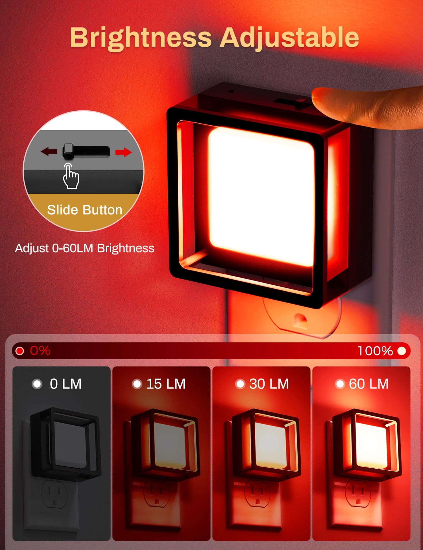 DORESshop LED Night Light 2 Pack Dusk to Dawn Dimmable