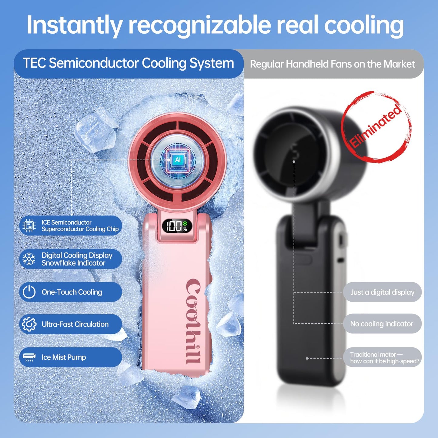 Handheld Portable Fan Ice Cooler 20000 RPM Turbo Purple