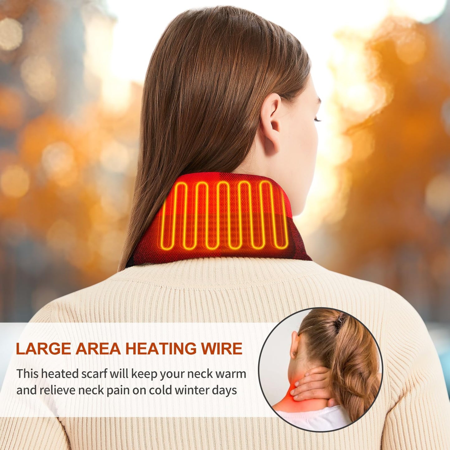 Heated Scarf for Women and Men Neck Warmer with Power Bank