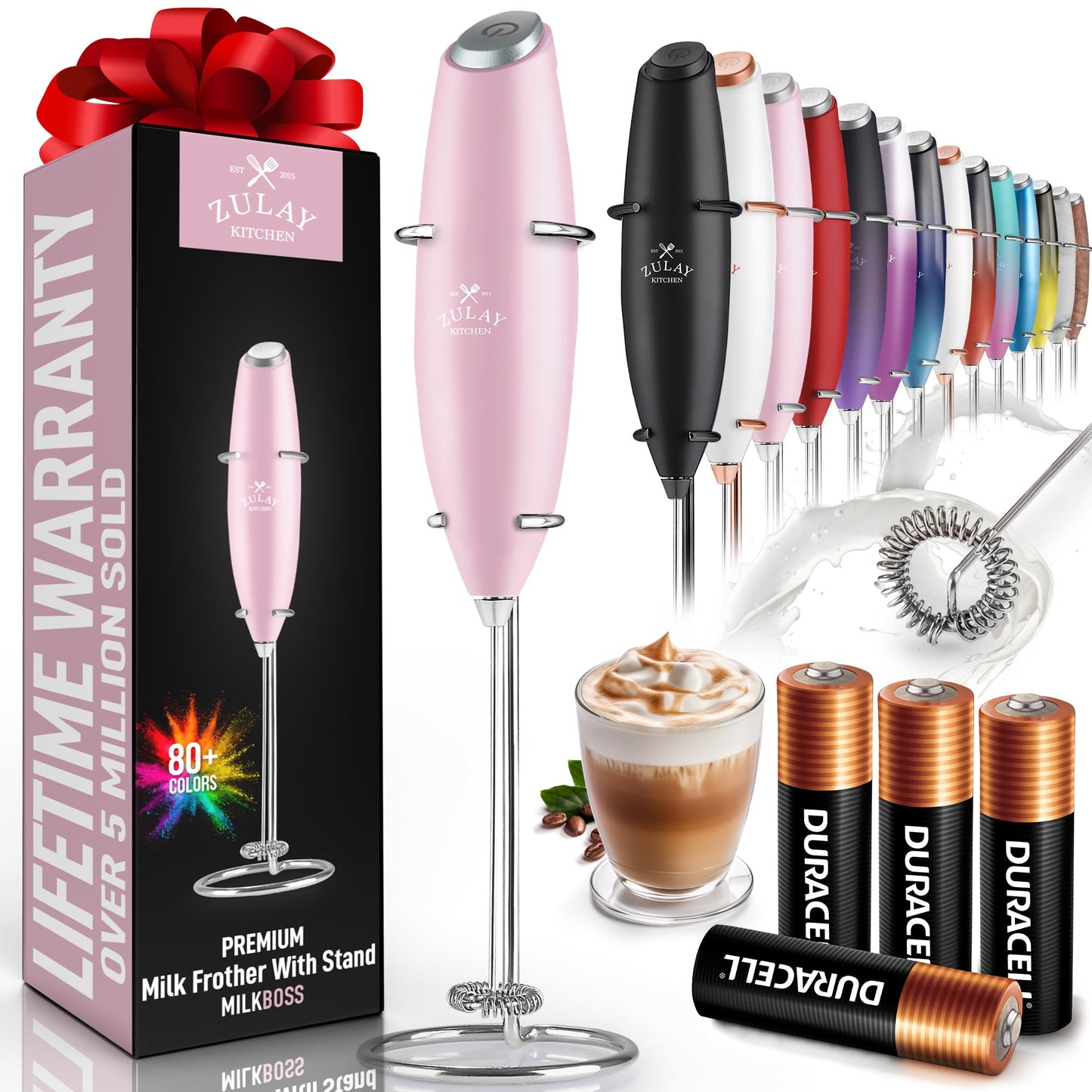 Zulay Milk Frother Wand Handheld Electric Whisk For Coffee
