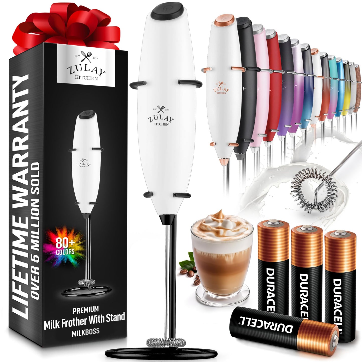 Zulay Milk Frother Wand Handheld Electric Whisk For Coffee
