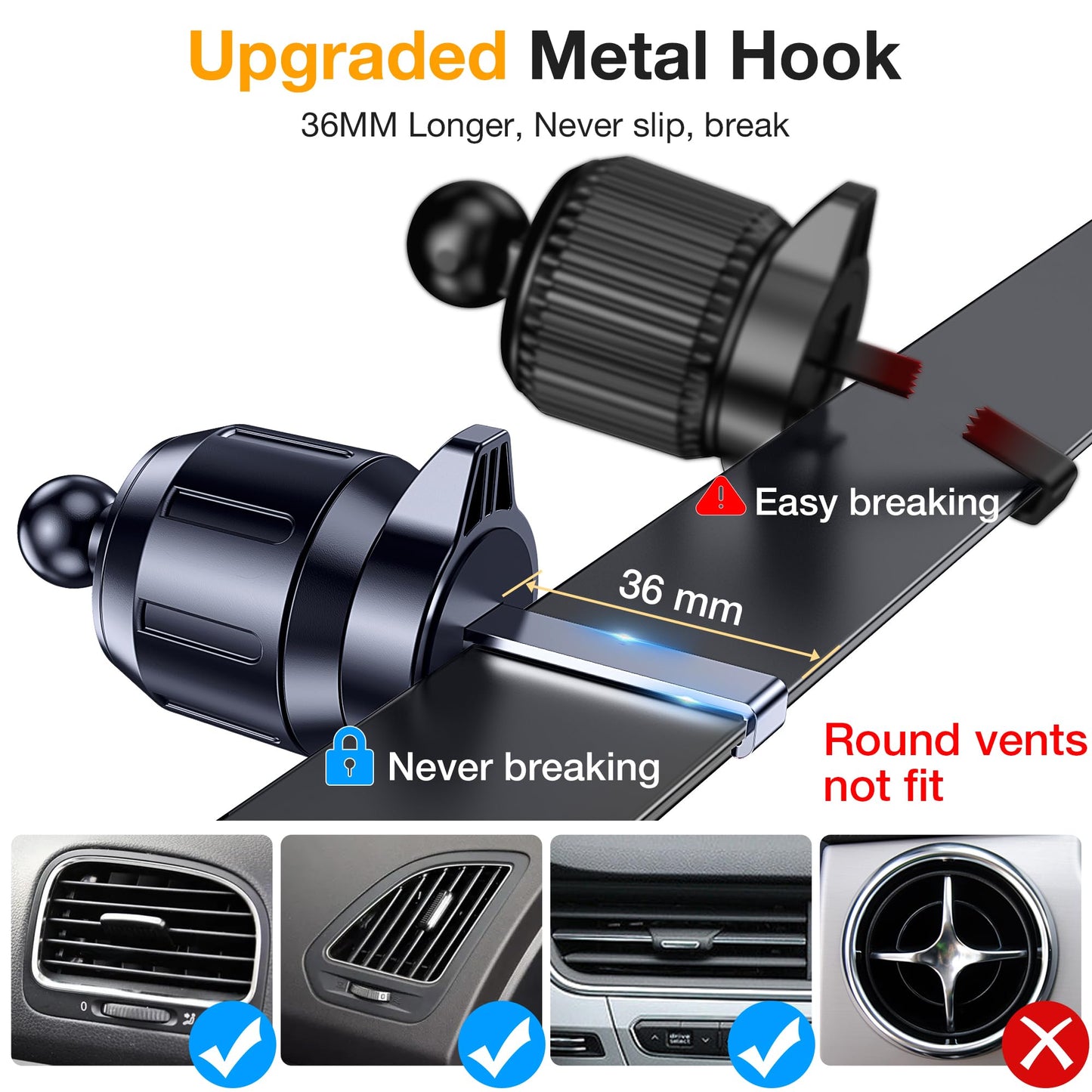 Romuto Car Phone Holder Mount Dashboard Windshield Vent