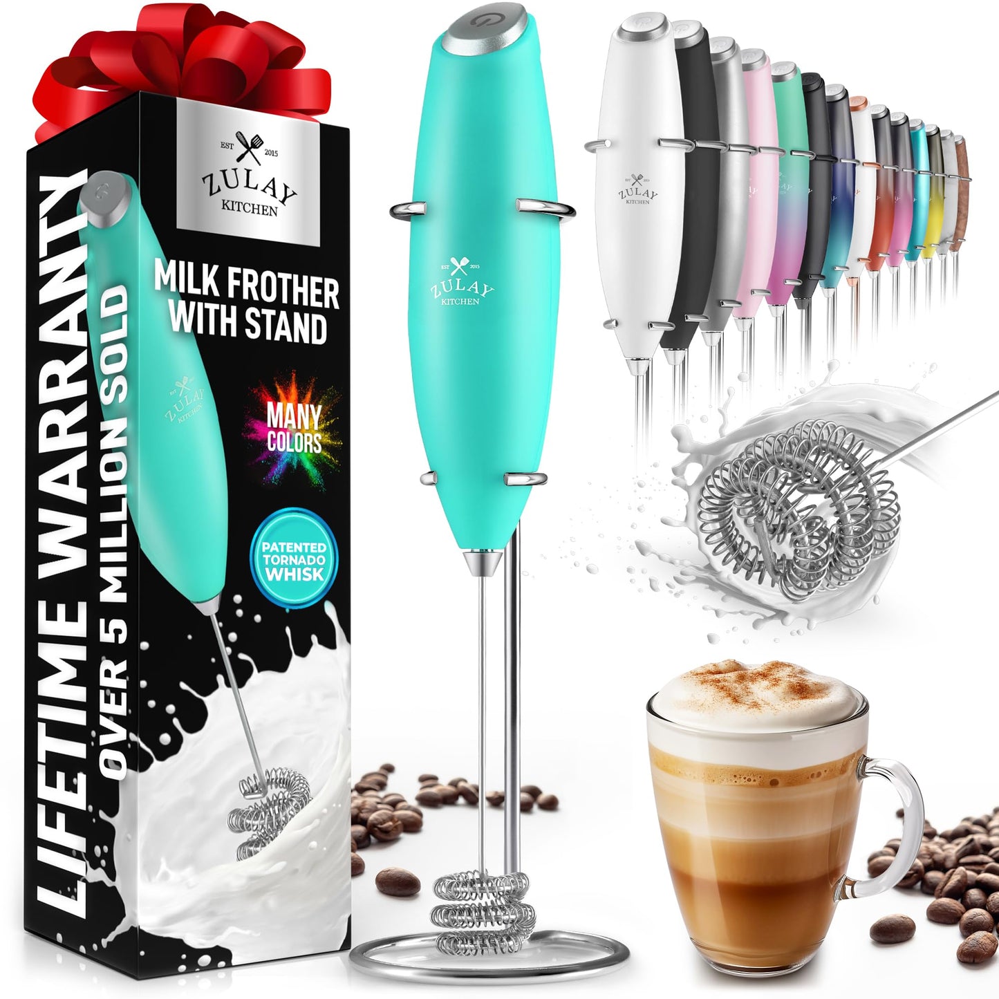 Zulay Milk Frother Wand Handheld Electric Whisk For Coffee