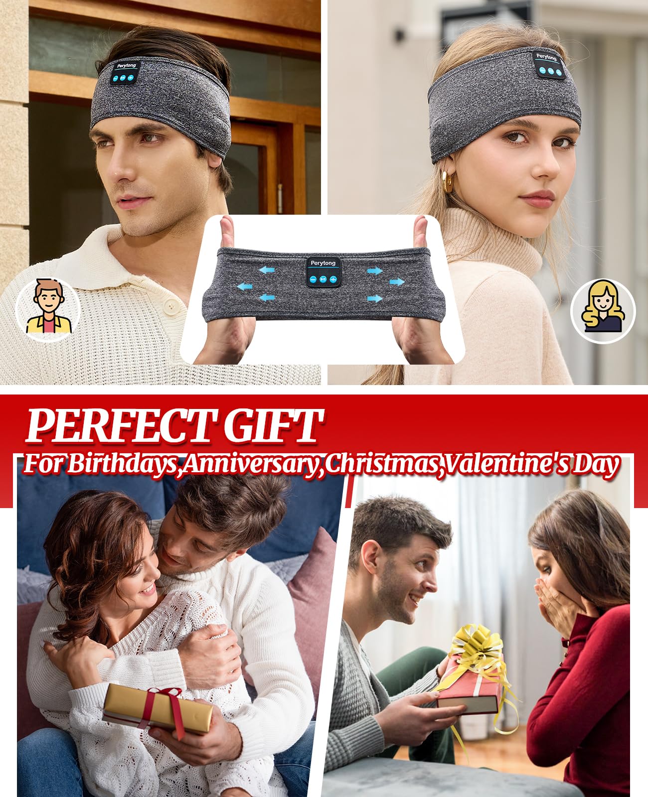 Perytong Sleep Headphones Wireless Bluetooth Headband