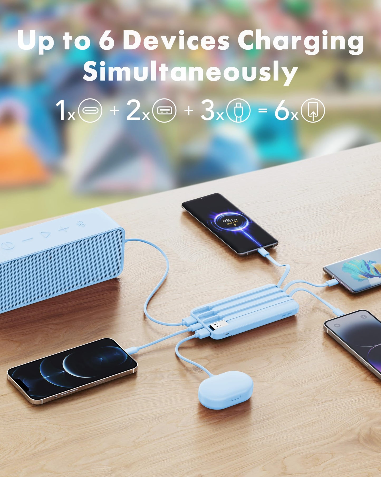 Charmast Slim 10000mAh Power Bank With Built In Cables