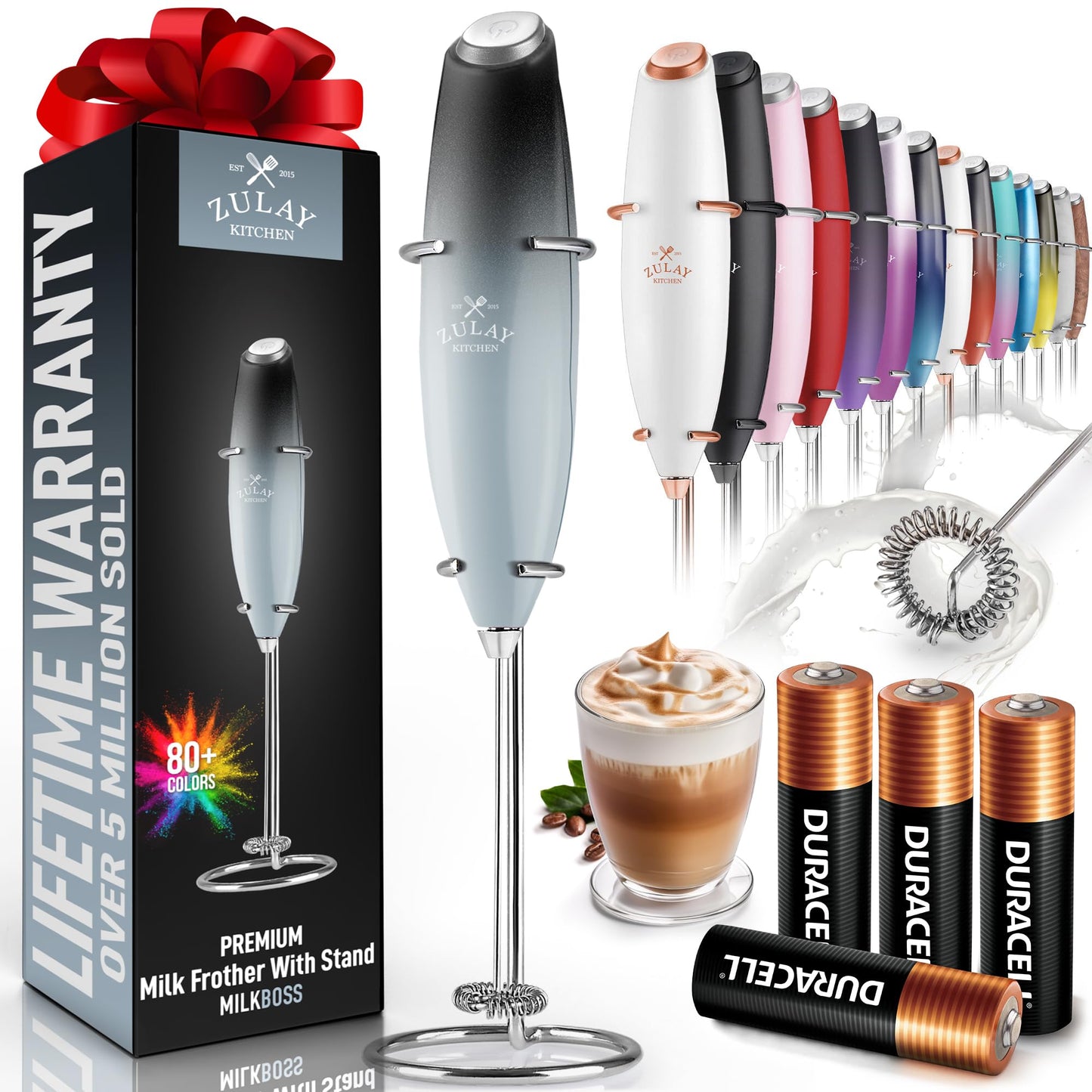 Zulay Milk Frother Wand Handheld Electric Whisk For Coffee