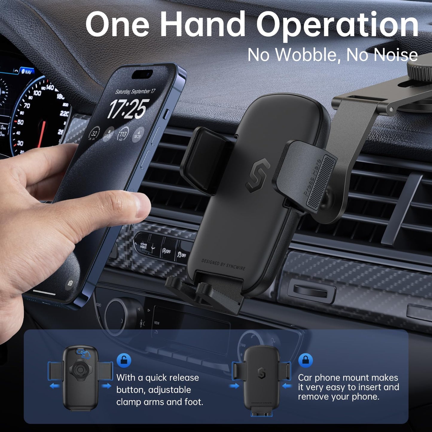 Syncwire Car Phone Holder Dashboard Mount Aluminum Arm