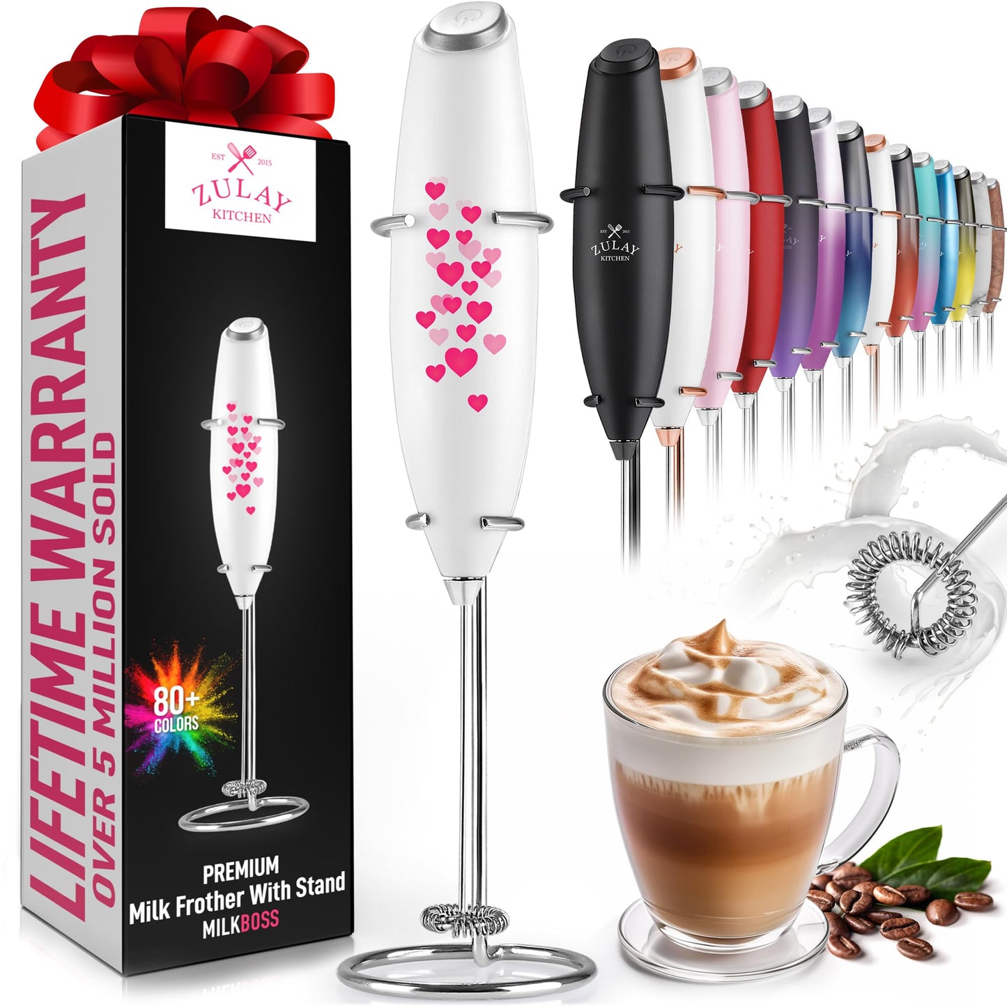 Zulay Milk Frother Wand Handheld Electric Whisk For Coffee