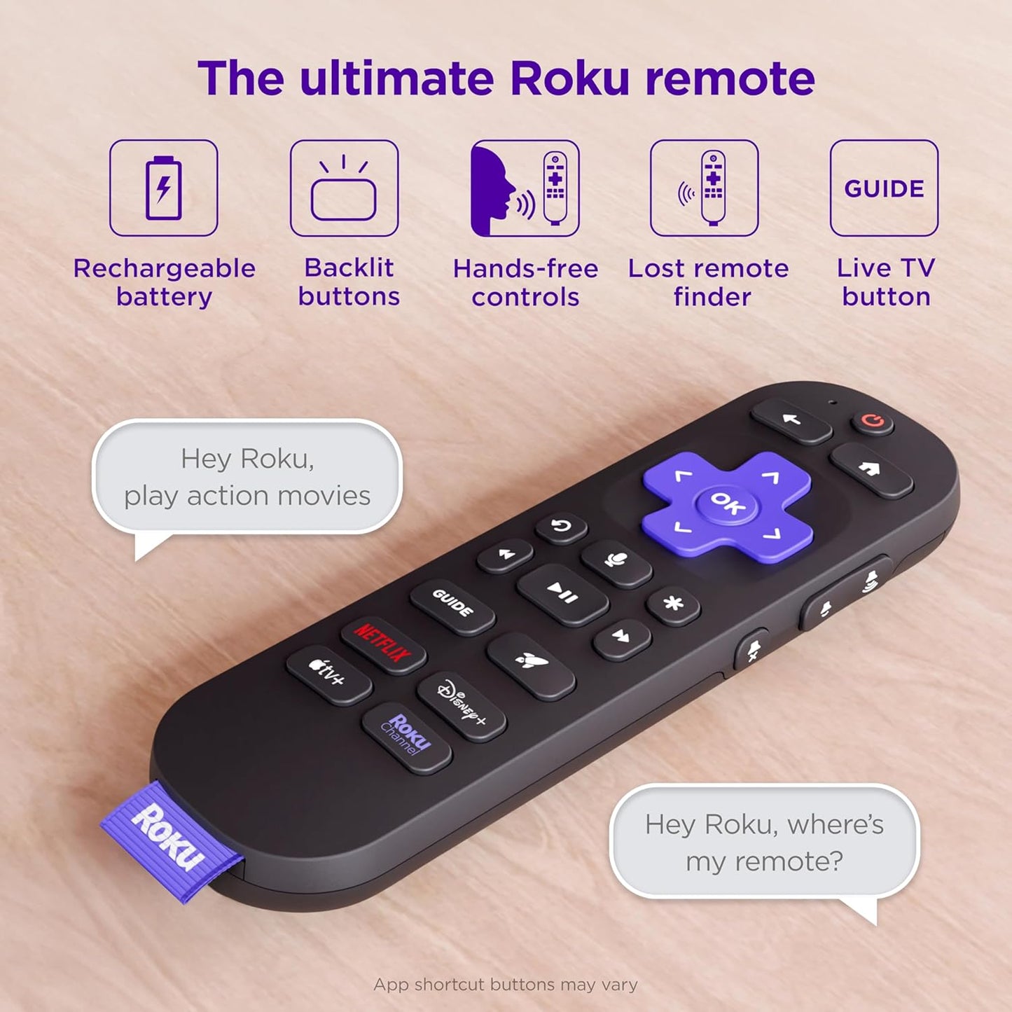 Roku Voice Remote Pro Enhanced Control with Backlit Buttons