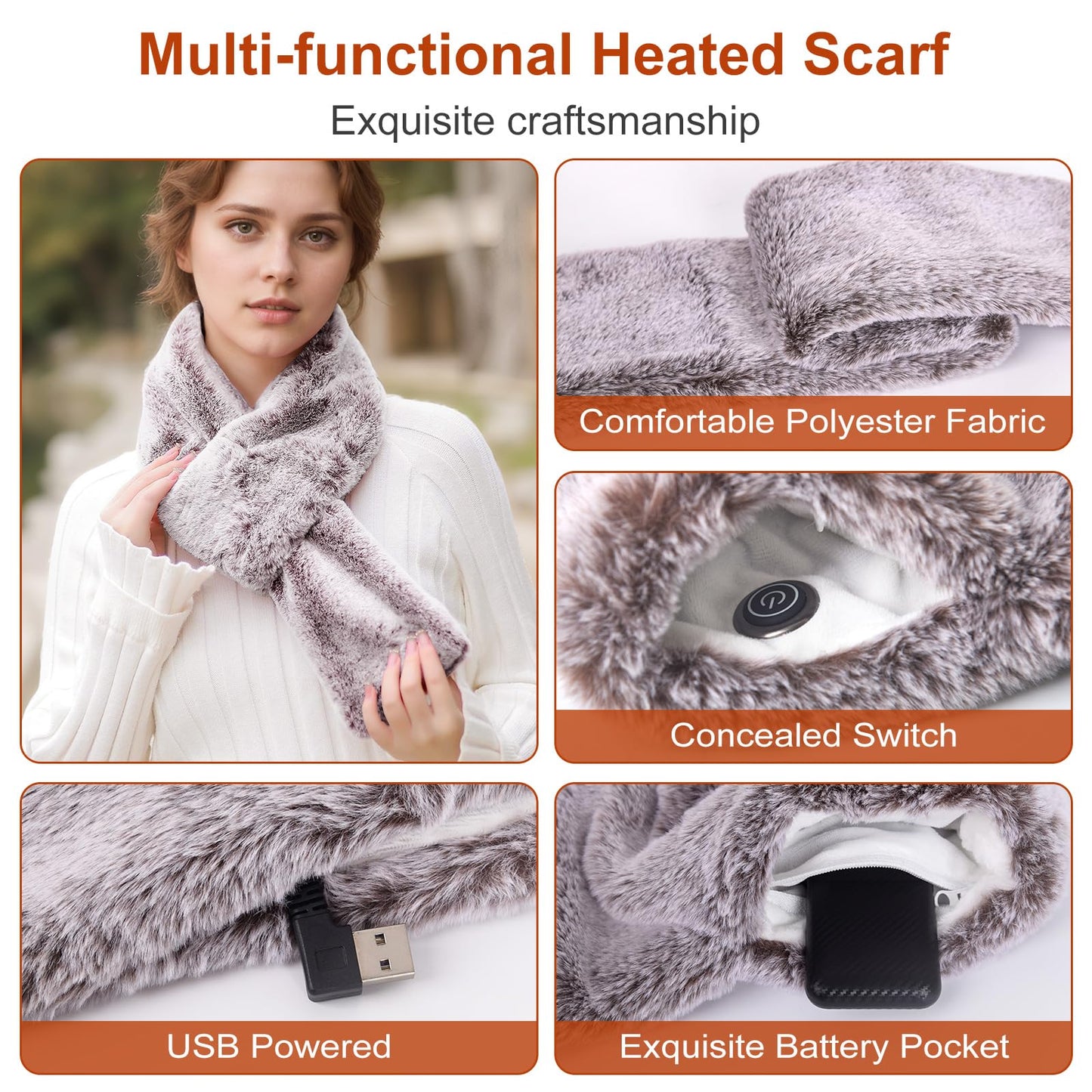 Heated Scarf for Women and Men Neck Warmer with Power Bank