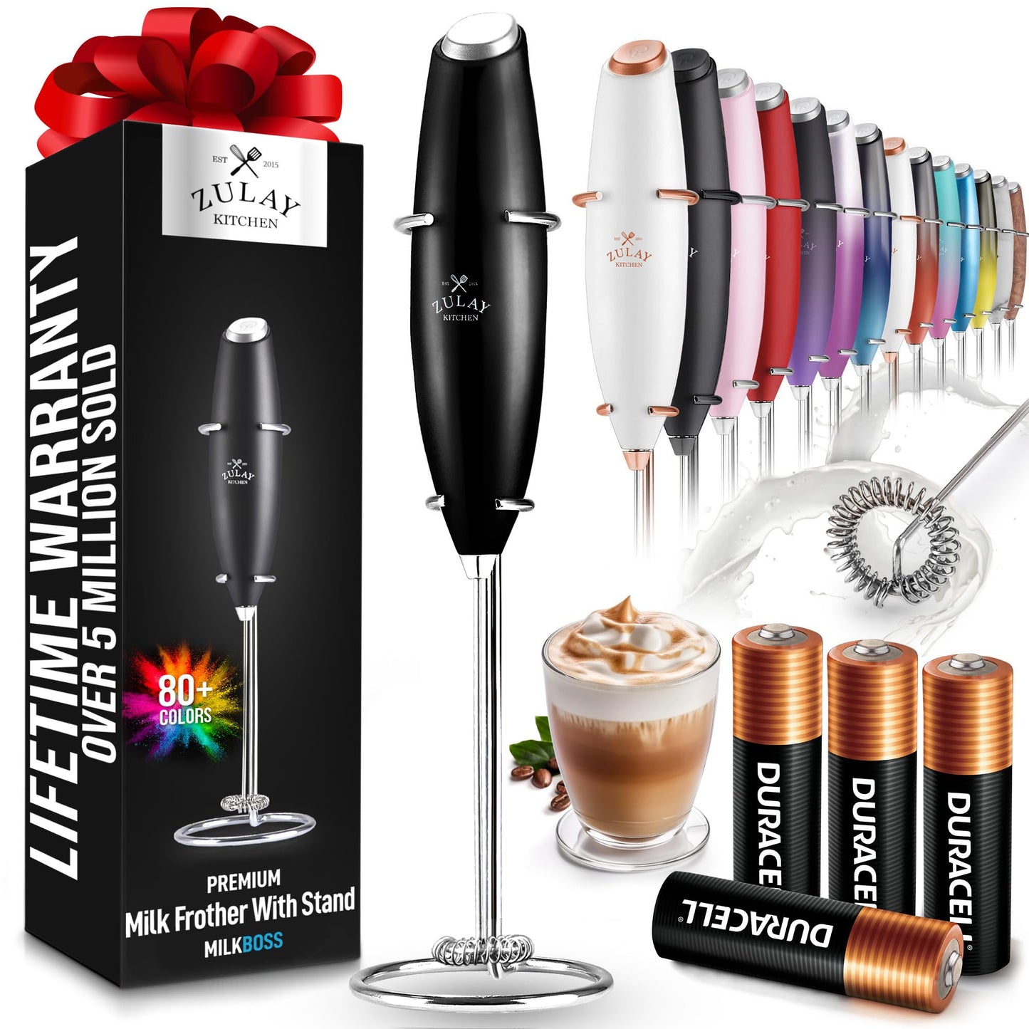 Zulay Milk Frother Wand Handheld Electric Whisk For Coffee