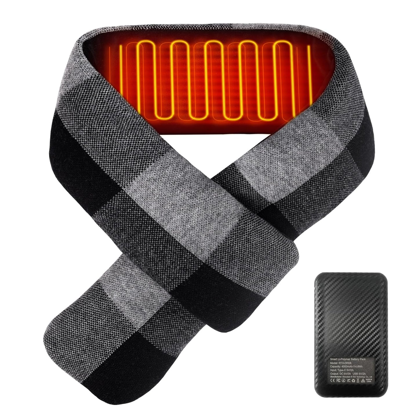 Heated Scarf for Women and Men Neck Warmer with Power Bank