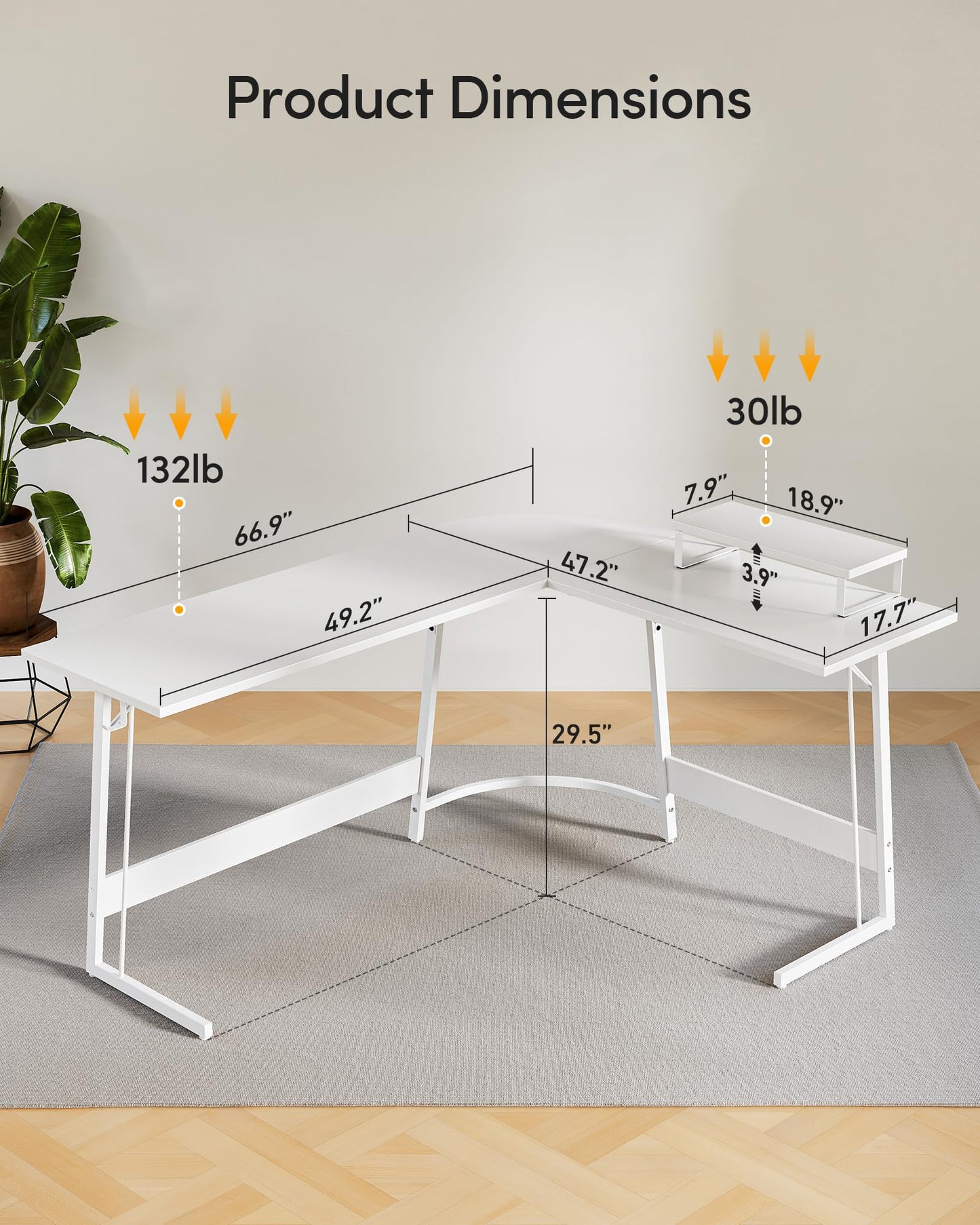 CubiCubi L Shaped Gaming Desk with Carbon Fiber Surface