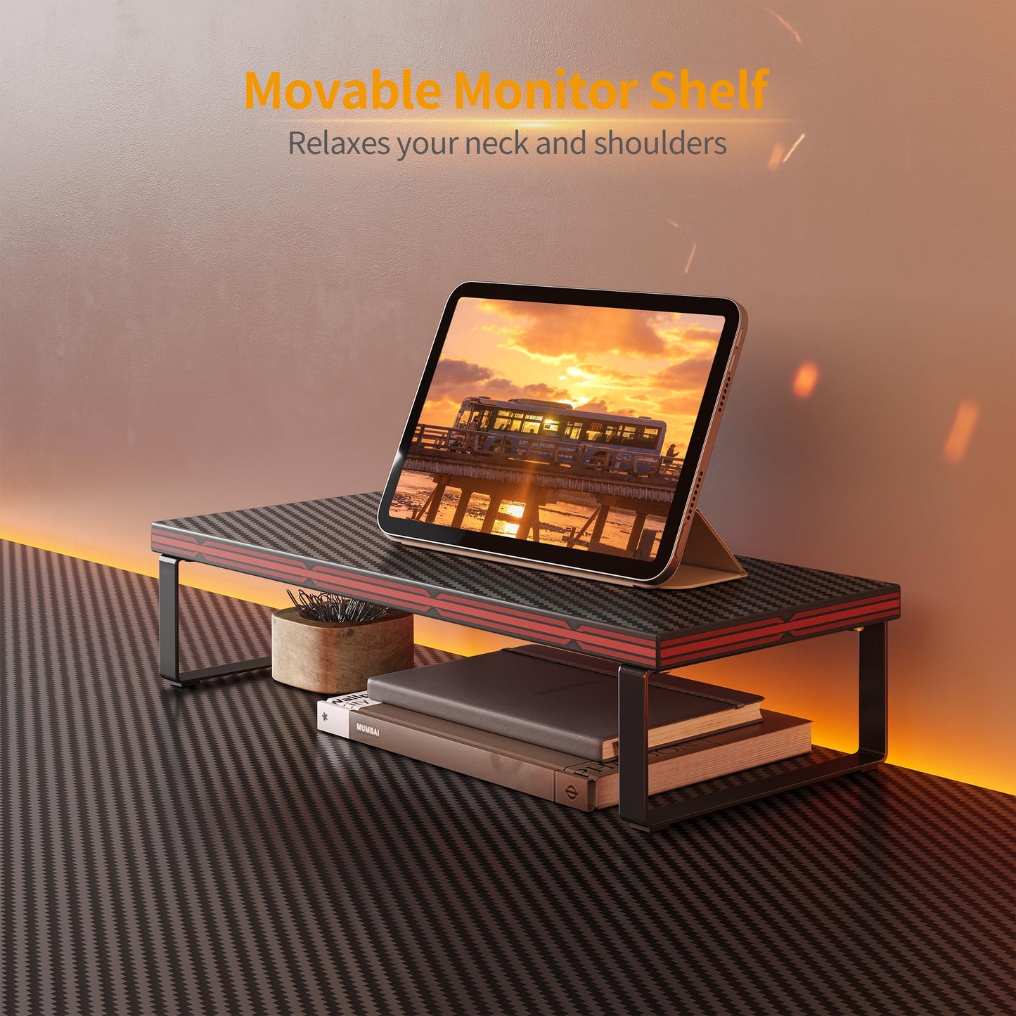 CubiCubi L Shaped Gaming Desk with Carbon Fiber Surface