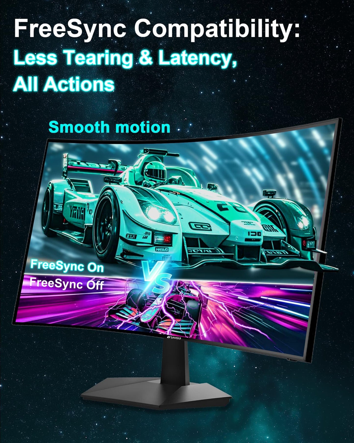 Sansui 27 Inch Curved Gaming Monitor 160Hz FreeSync HDR