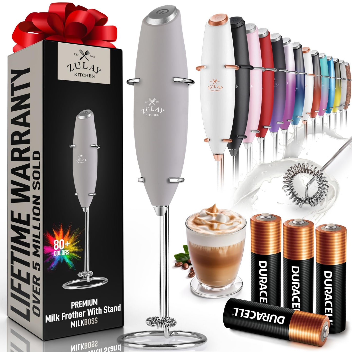 Zulay Milk Frother Wand Handheld Electric Whisk For Coffee