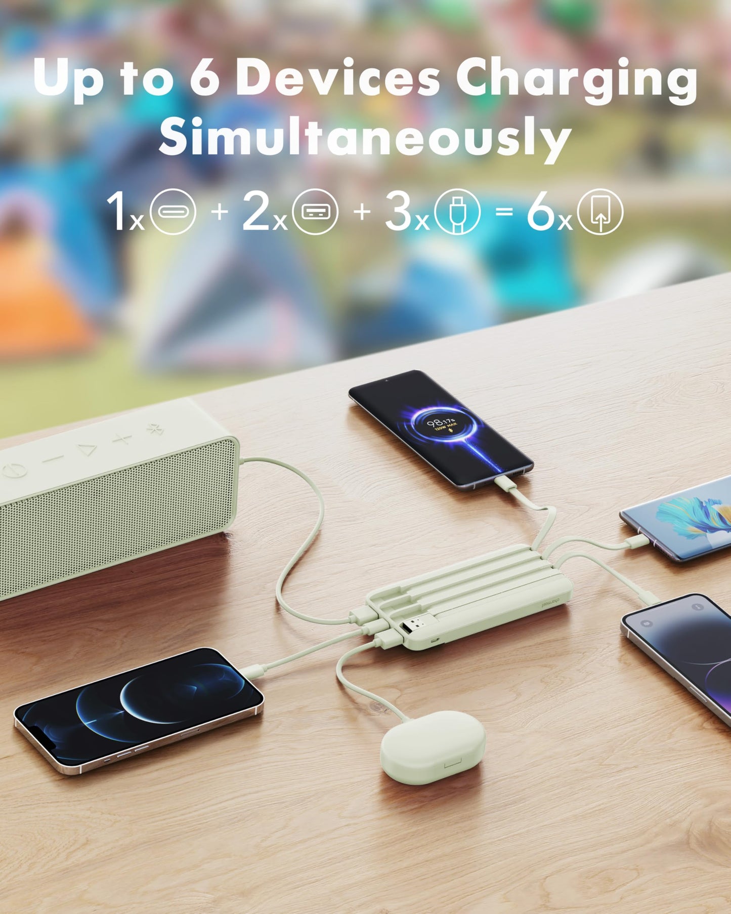 Charmast Slim 10000mAh Power Bank With Built In Cables