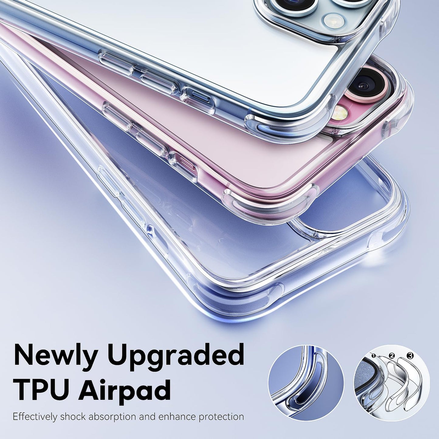 Mkeke Clear Case for iPhone 17 Pro Max Shockproof Bumper
