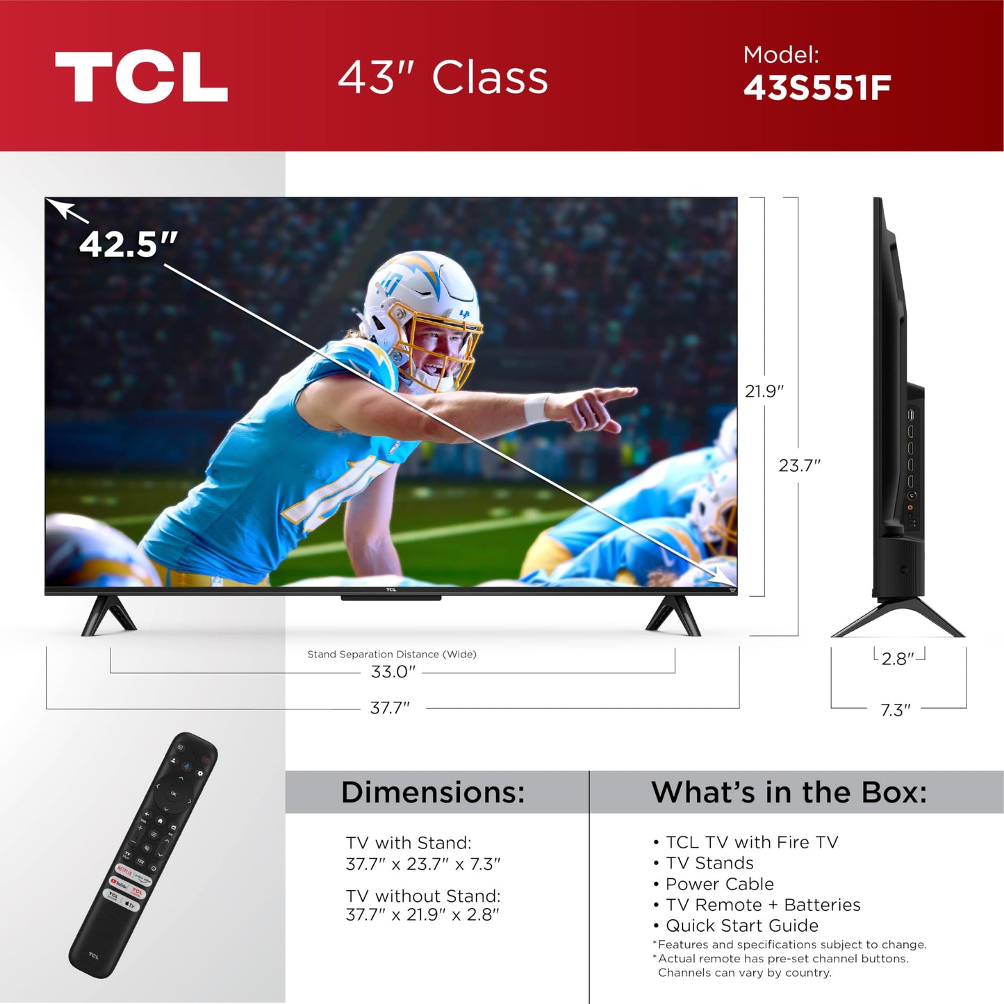 TCL 75 Inch 4K Smart TV with Dolby Vision and Alexa
