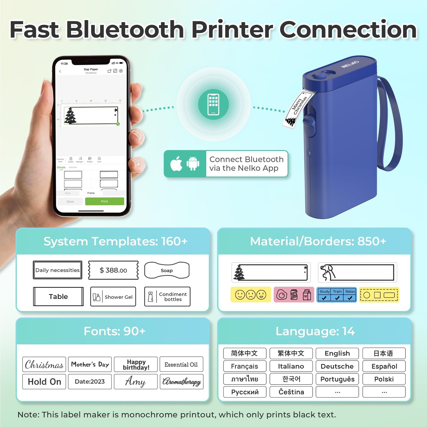 Nelko P21 Bluetooth Label Maker With Tape Wireless Printer