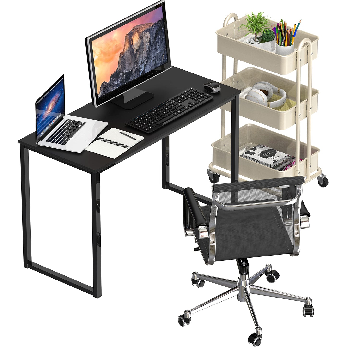 SHW 48 Inch Black Home Office Computer Desk