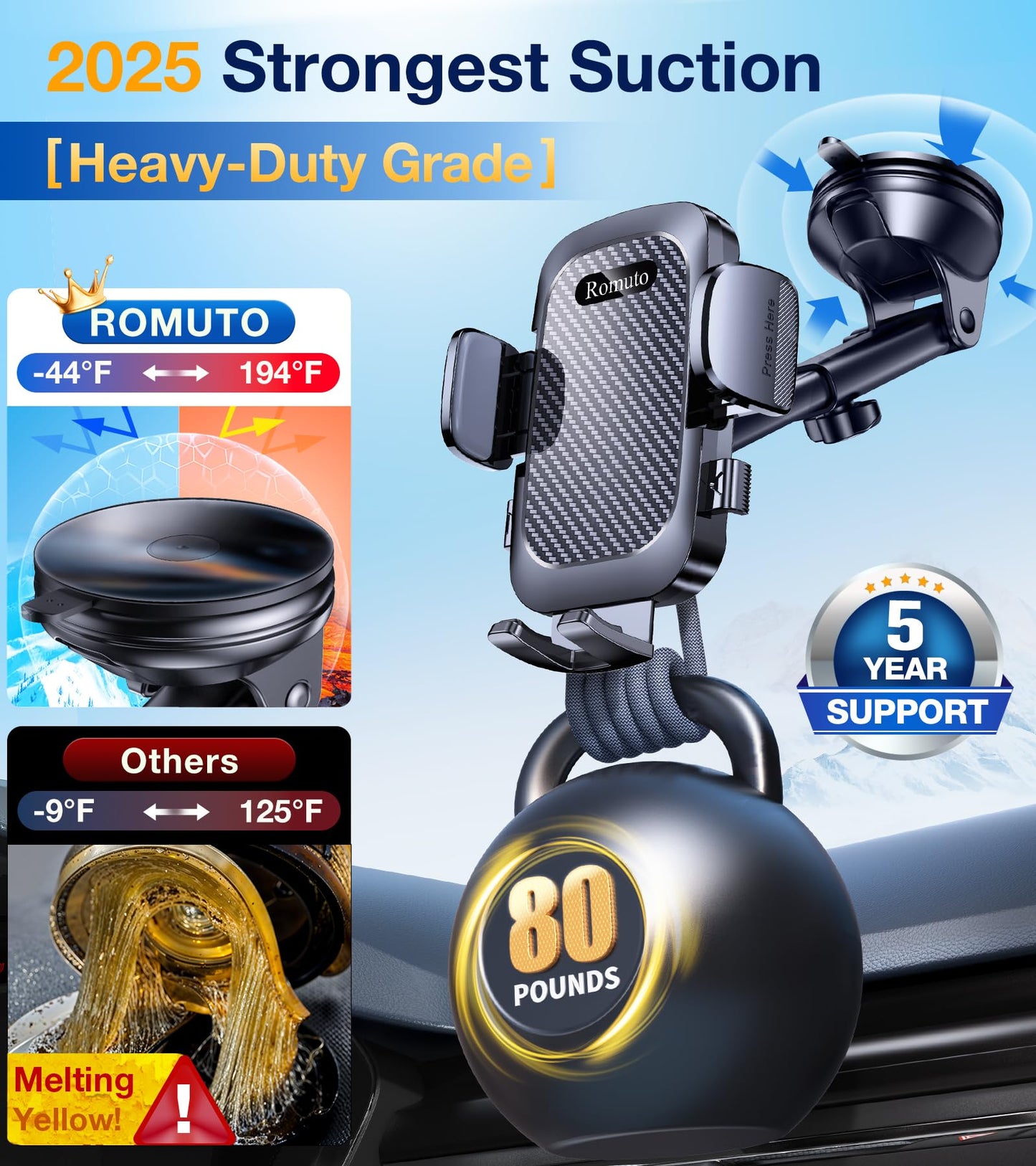 Romuto Car Phone Holder Mount Dashboard Windshield Vent