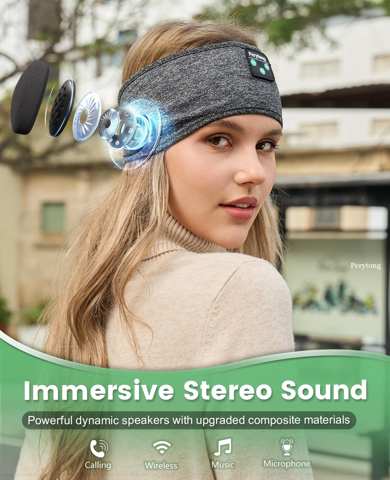 Perytong Sleep Headphones Wireless Bluetooth Headband