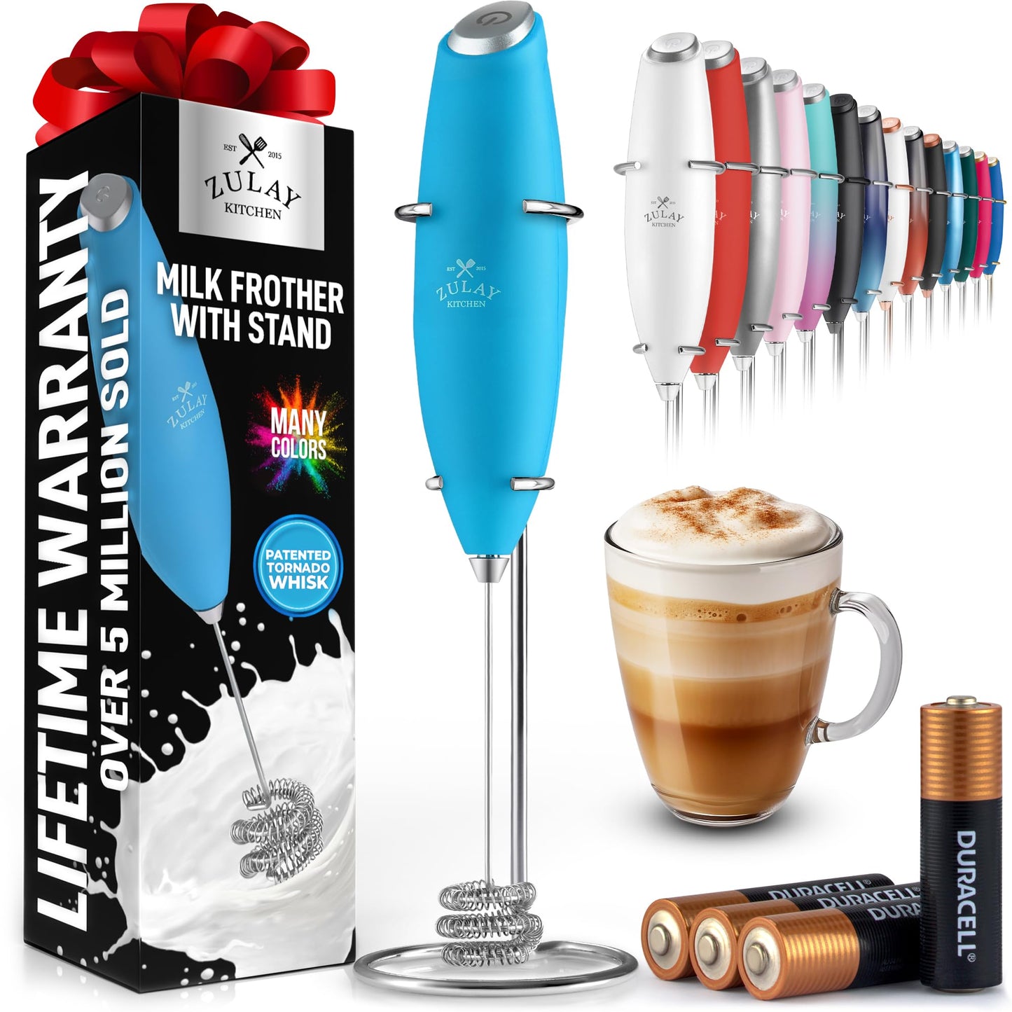 Zulay Milk Frother Wand Handheld Electric Whisk For Coffee