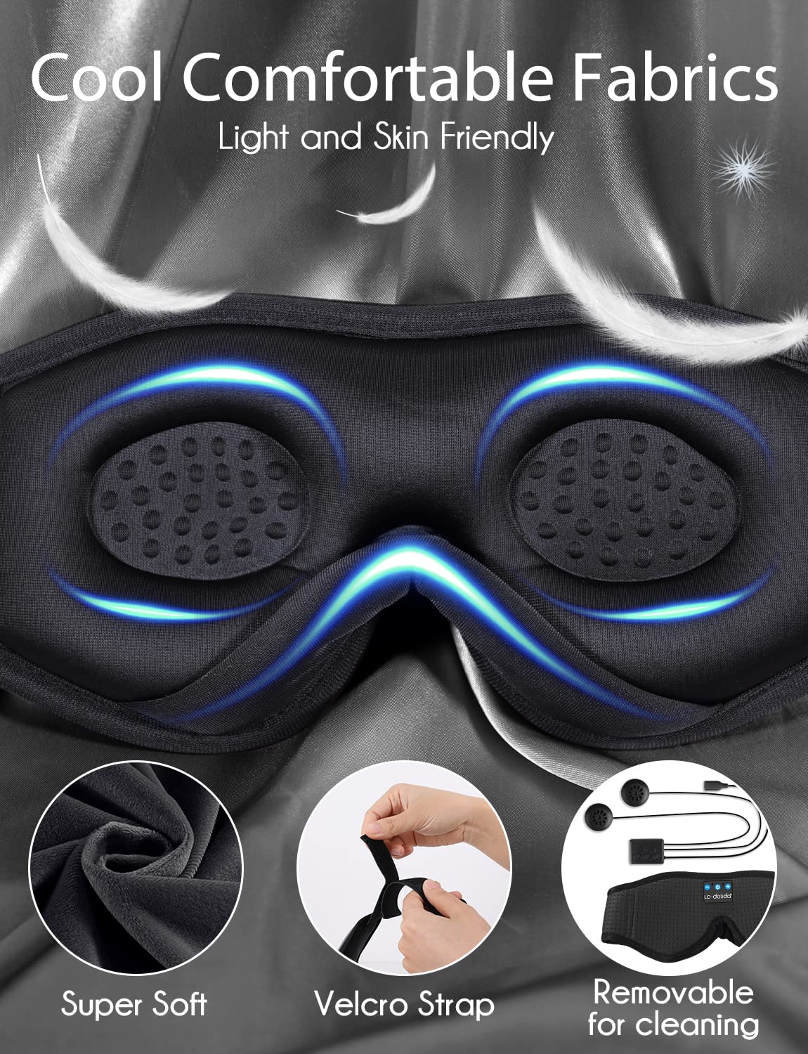 Sleep Headphones Bluetooth Eye Mask for Side Sleepers