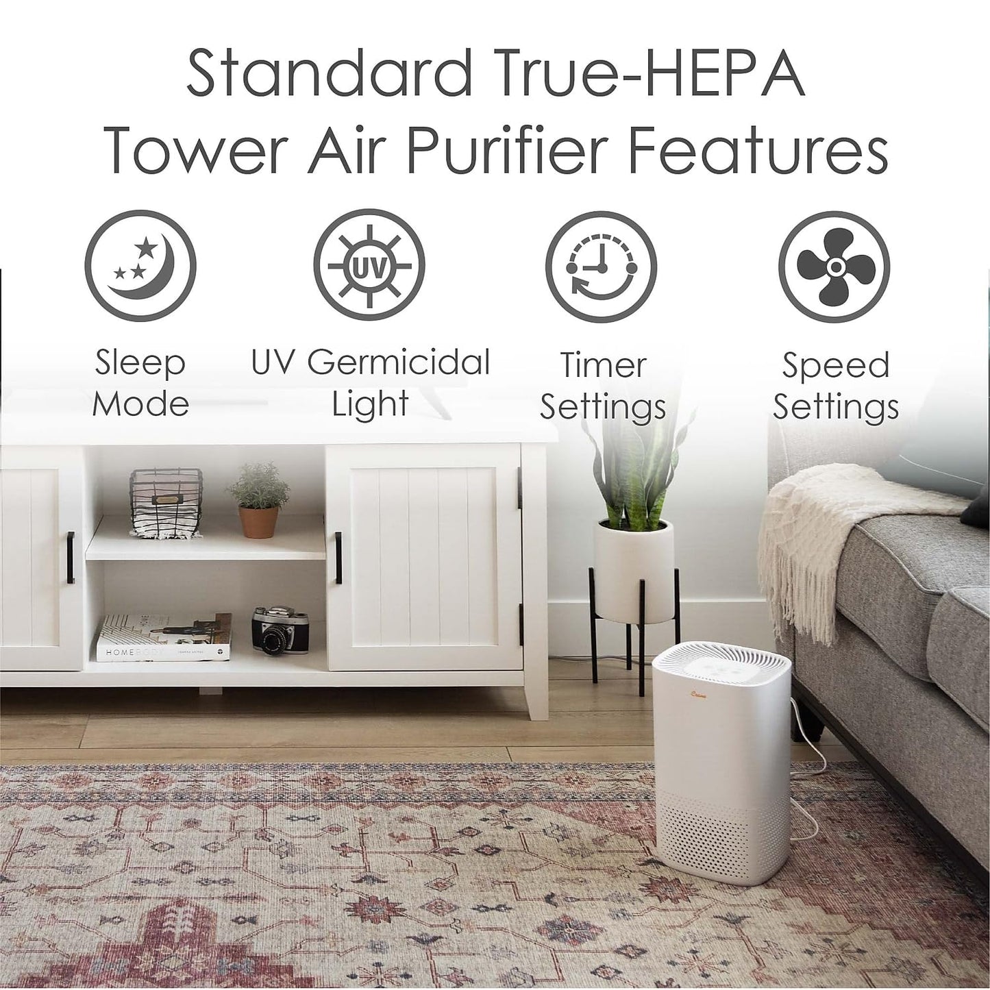 Crane HEPA Air Purifier with UV Lamp for Clean Air