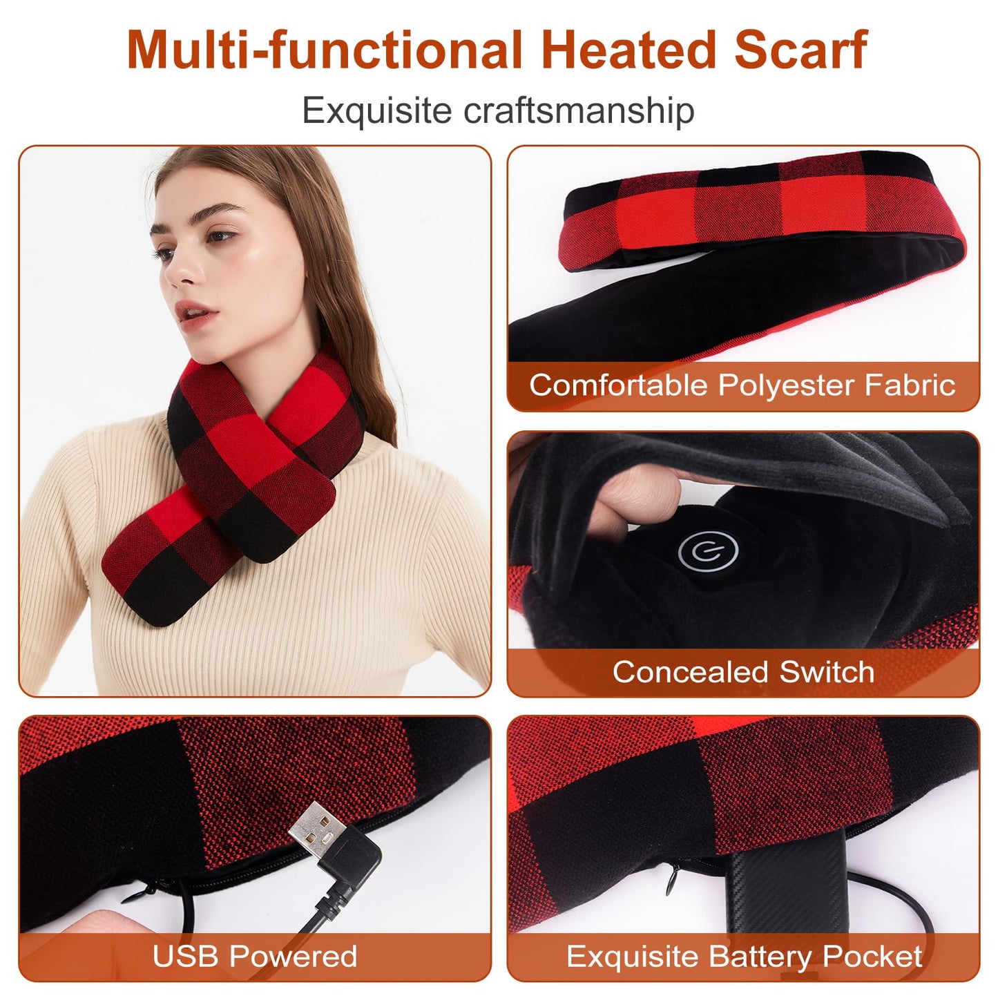 Heated Scarf for Women and Men Neck Warmer with Power Bank
