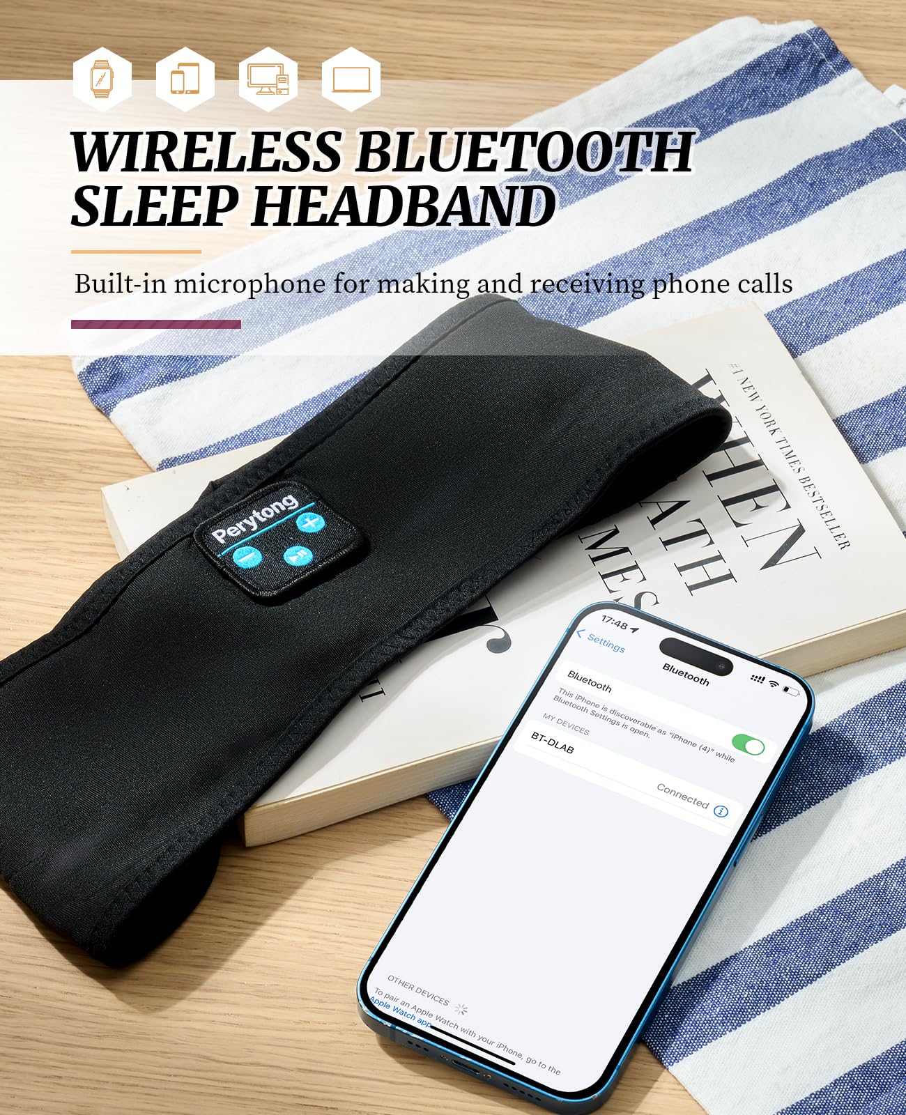 Perytong Sleep Headphones Wireless Bluetooth Headband