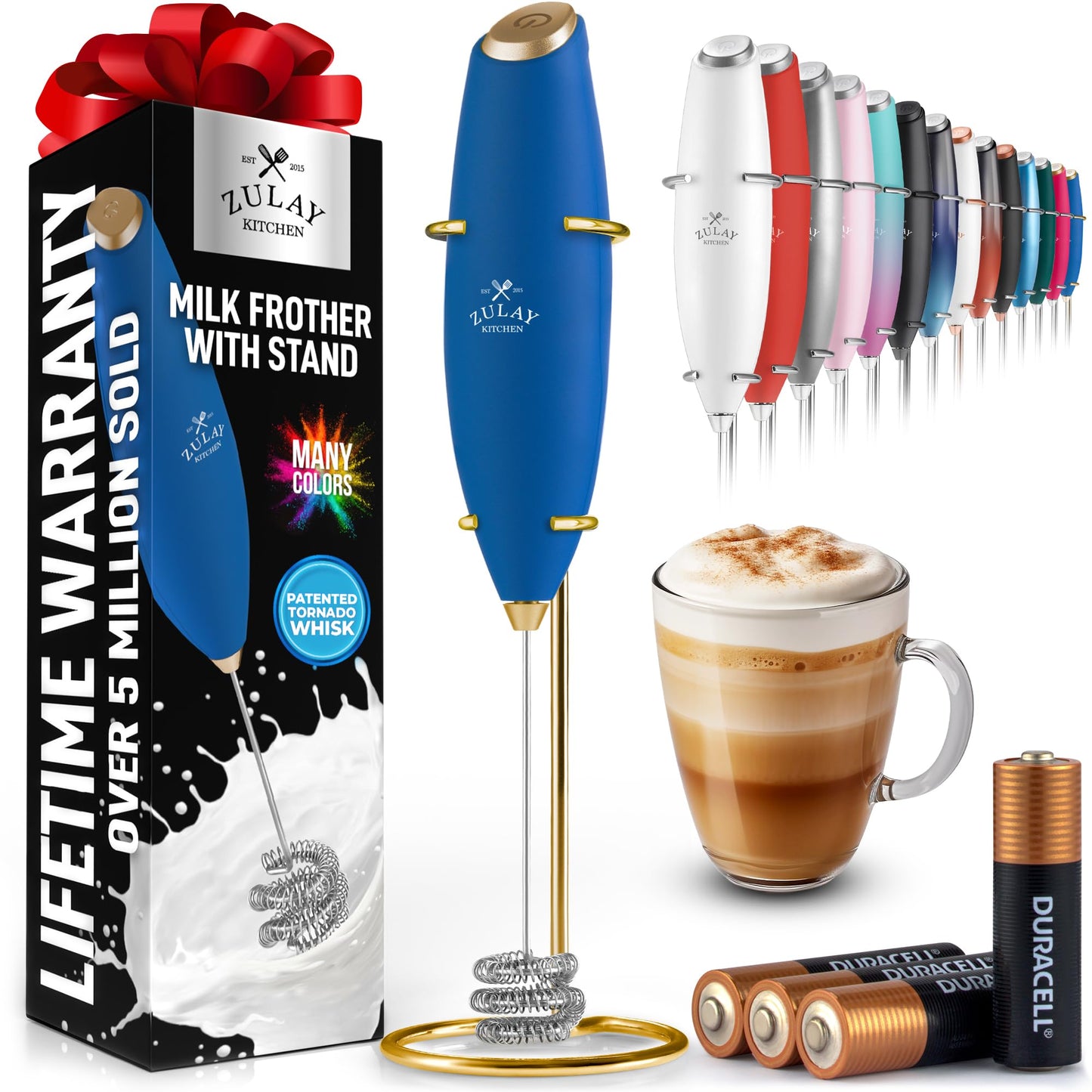 Zulay Milk Frother Wand Handheld Electric Whisk For Coffee