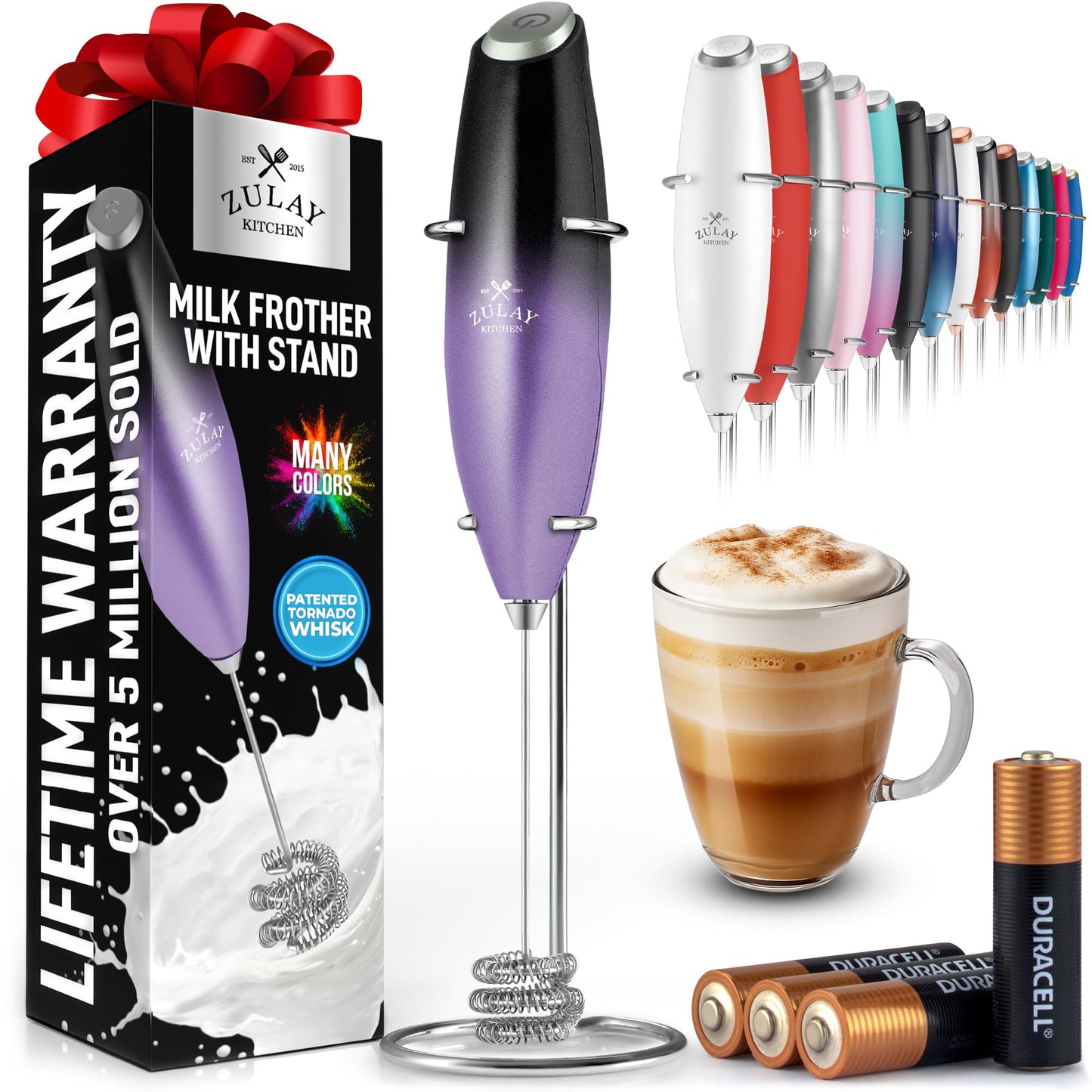 Zulay Milk Frother Wand Handheld Electric Whisk For Coffee