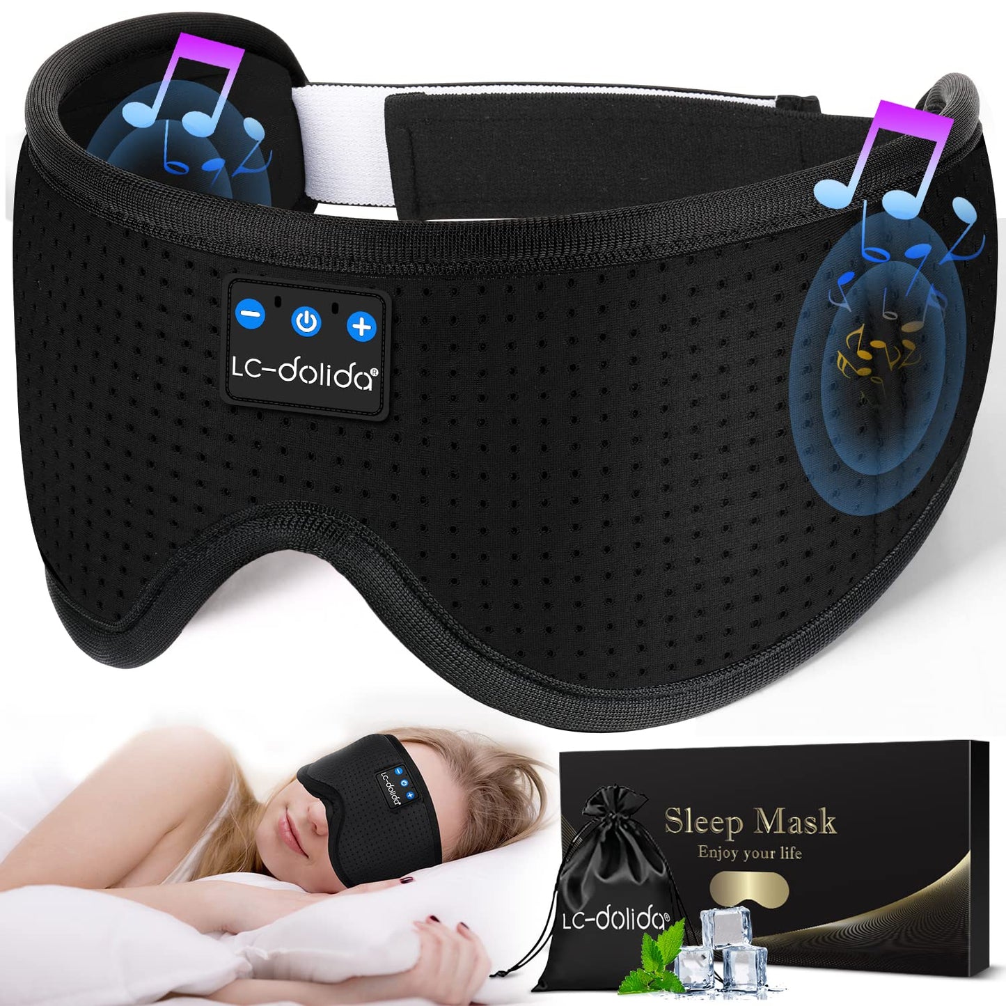 Sleep Headphones Bluetooth Eye Mask for Side Sleepers