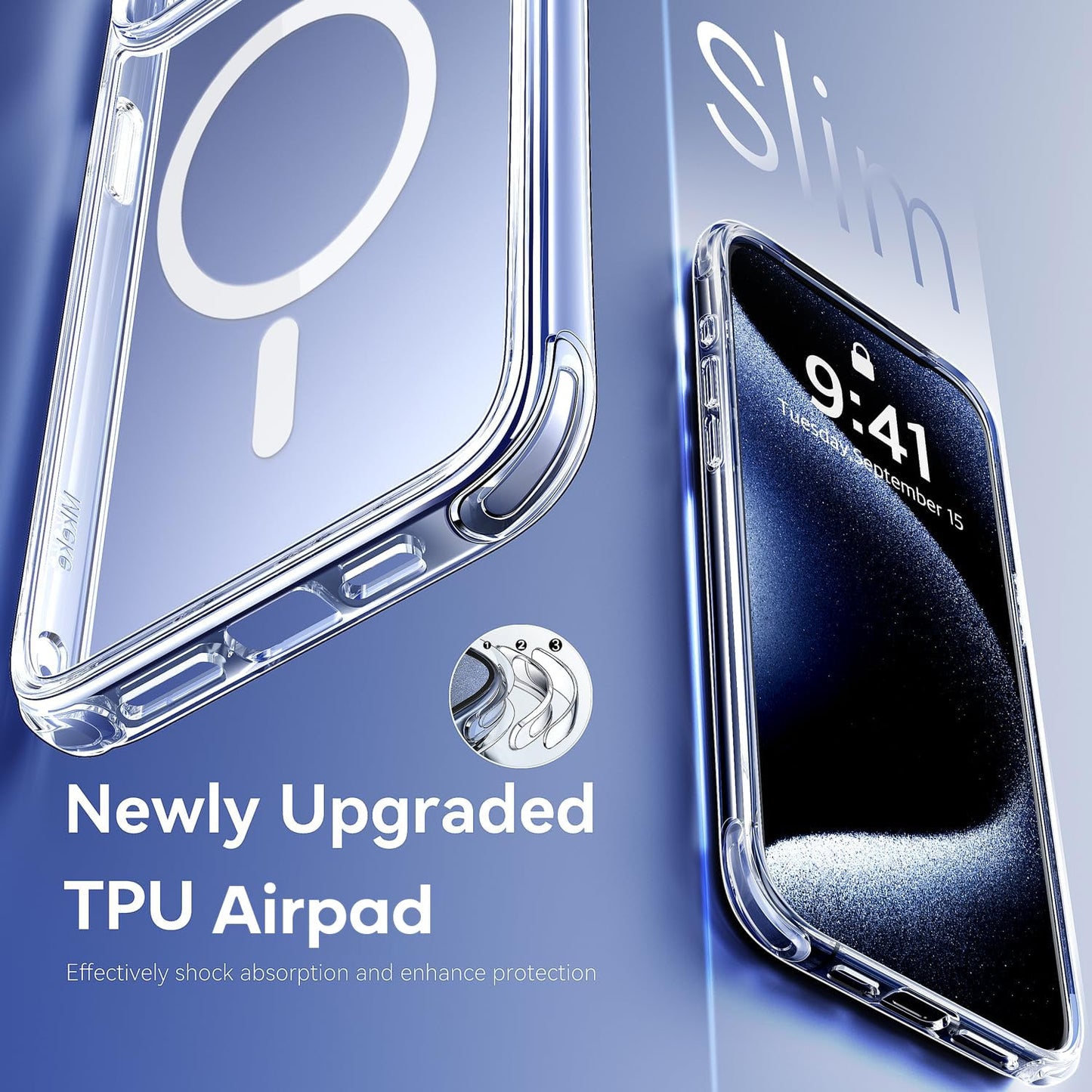 Mkeke Clear Case for iPhone 17 Pro Max Shockproof Bumper