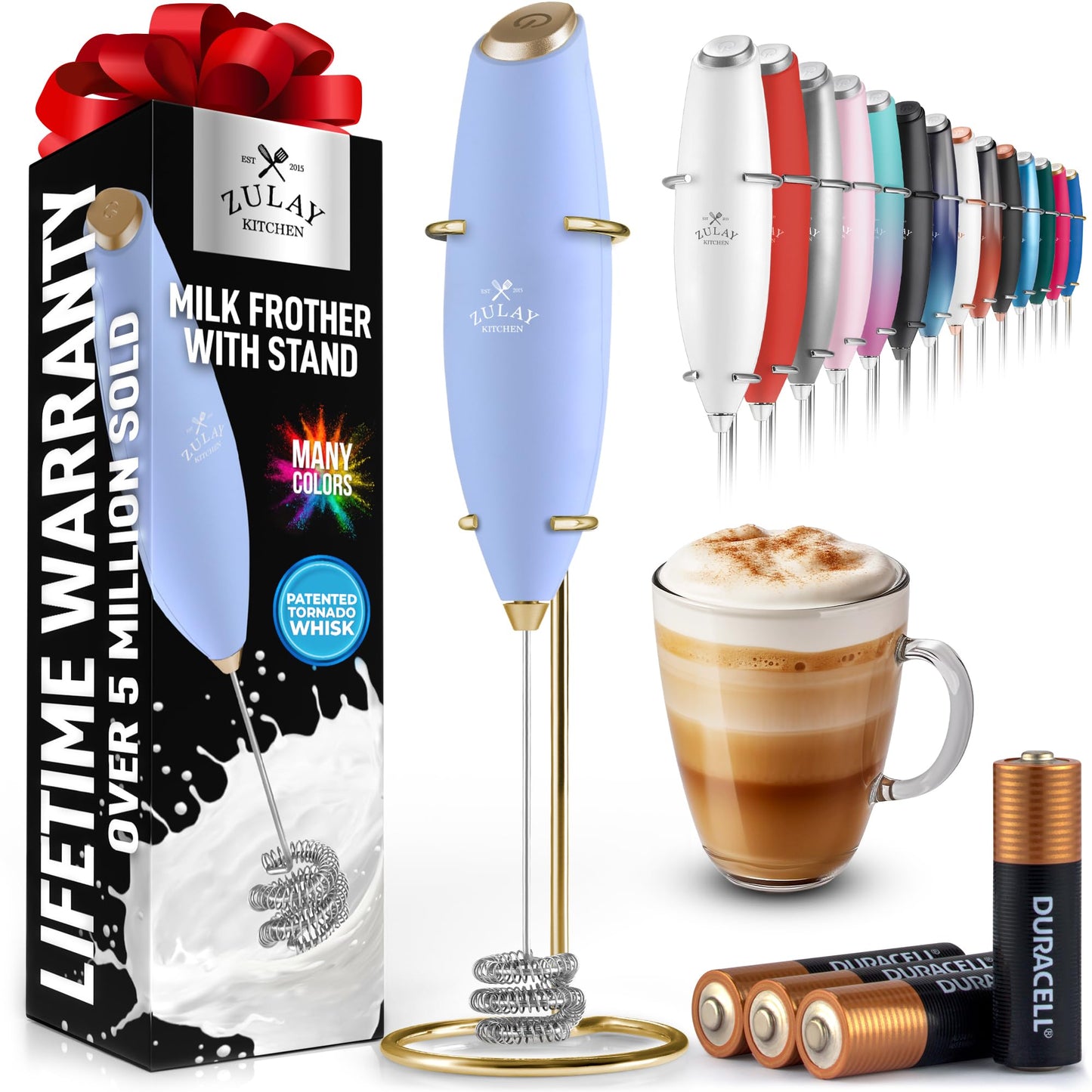 Zulay Milk Frother Wand Handheld Electric Whisk For Coffee