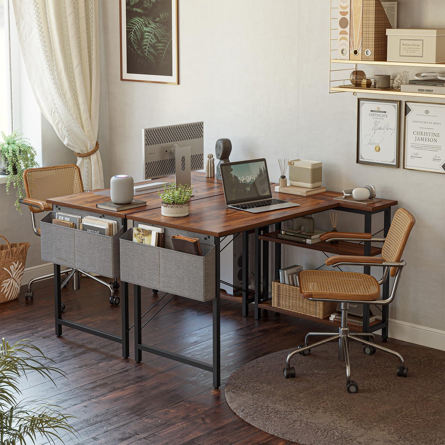 CubiCubi L Shaped Desk with Reversible Storage Options
