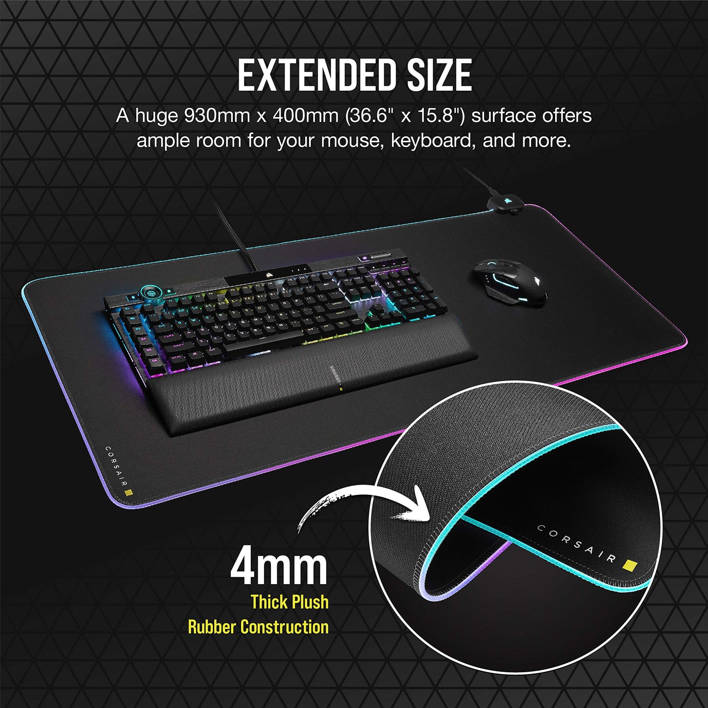 Corsair MM700 RGB Extended Gaming Mouse Pad with USB Hub