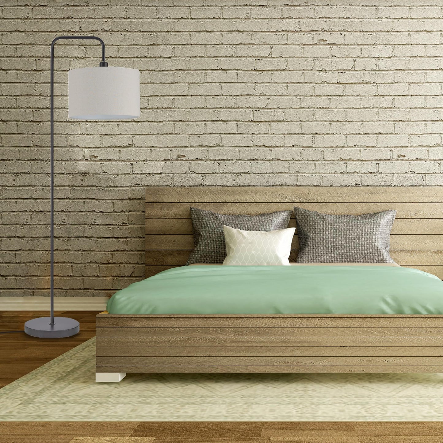 Brass Floor Lamp with White Shade for Modern Decor
