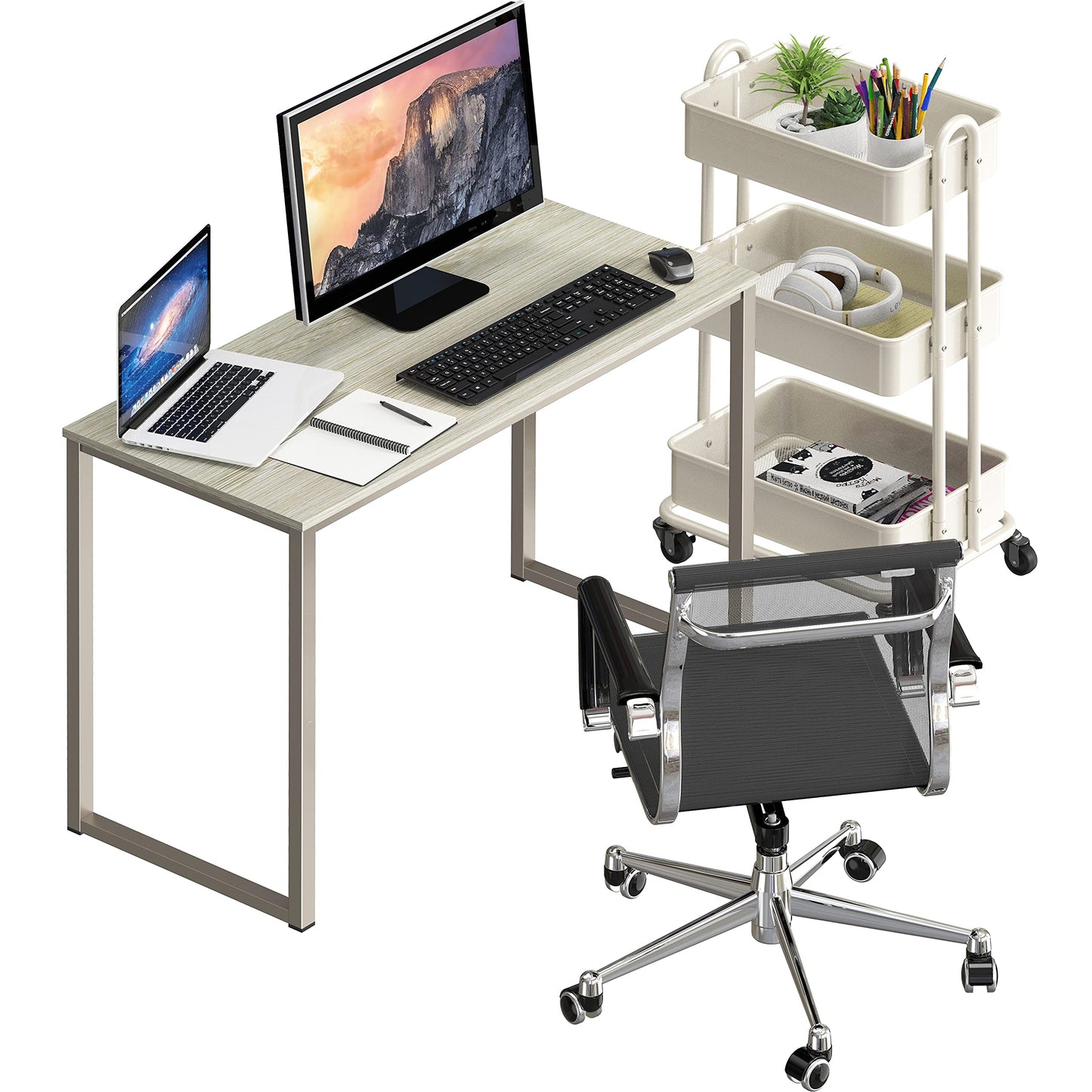 SHW 48 Inch Black Home Office Computer Desk