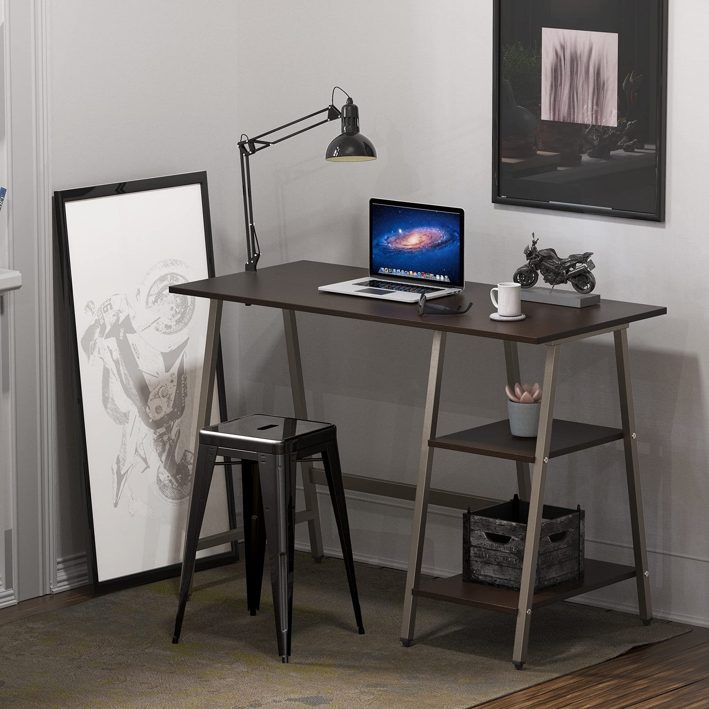 SHW 43 Inch Home Office Desk with Open Storage