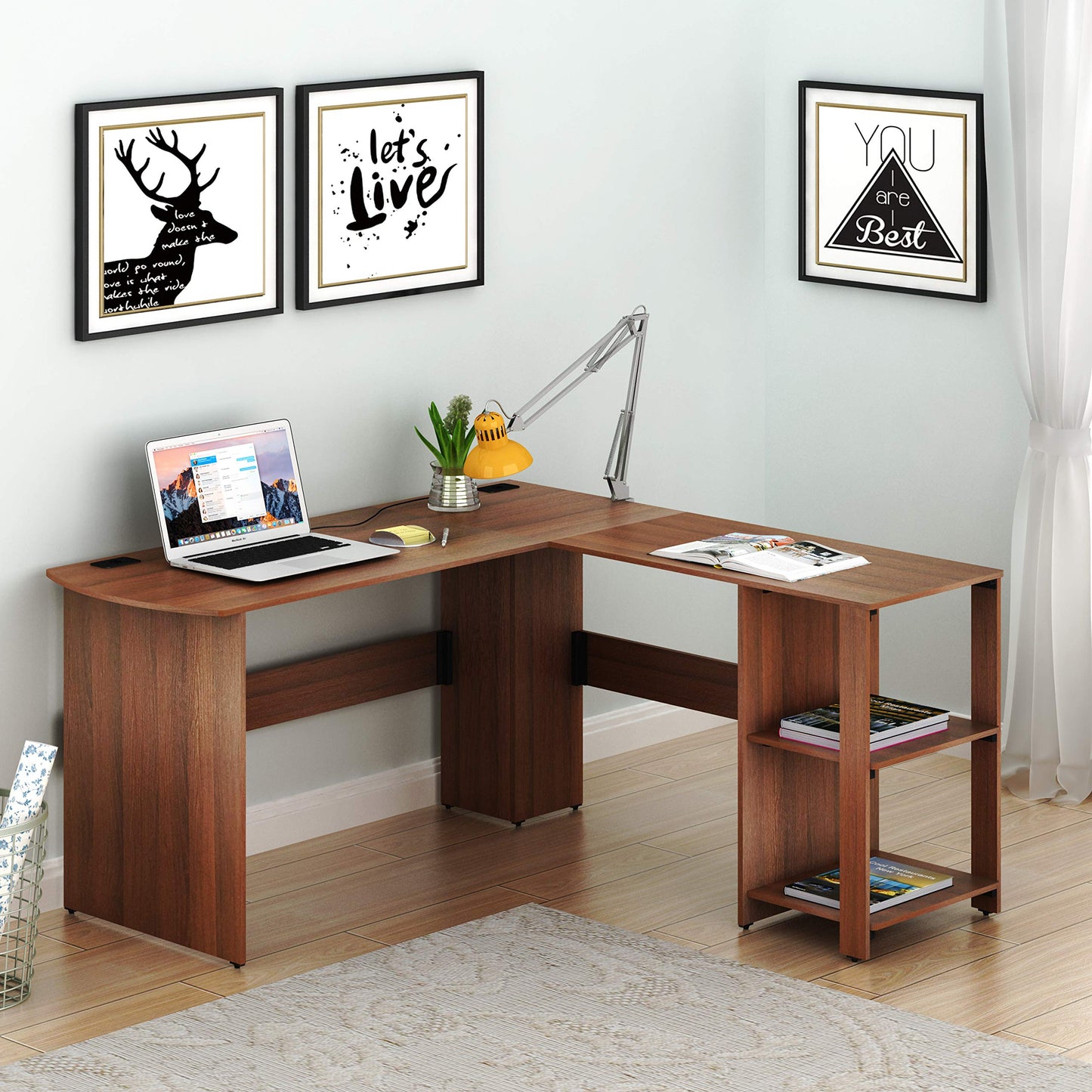 L Shaped Home Office Desk with Storage Solutions