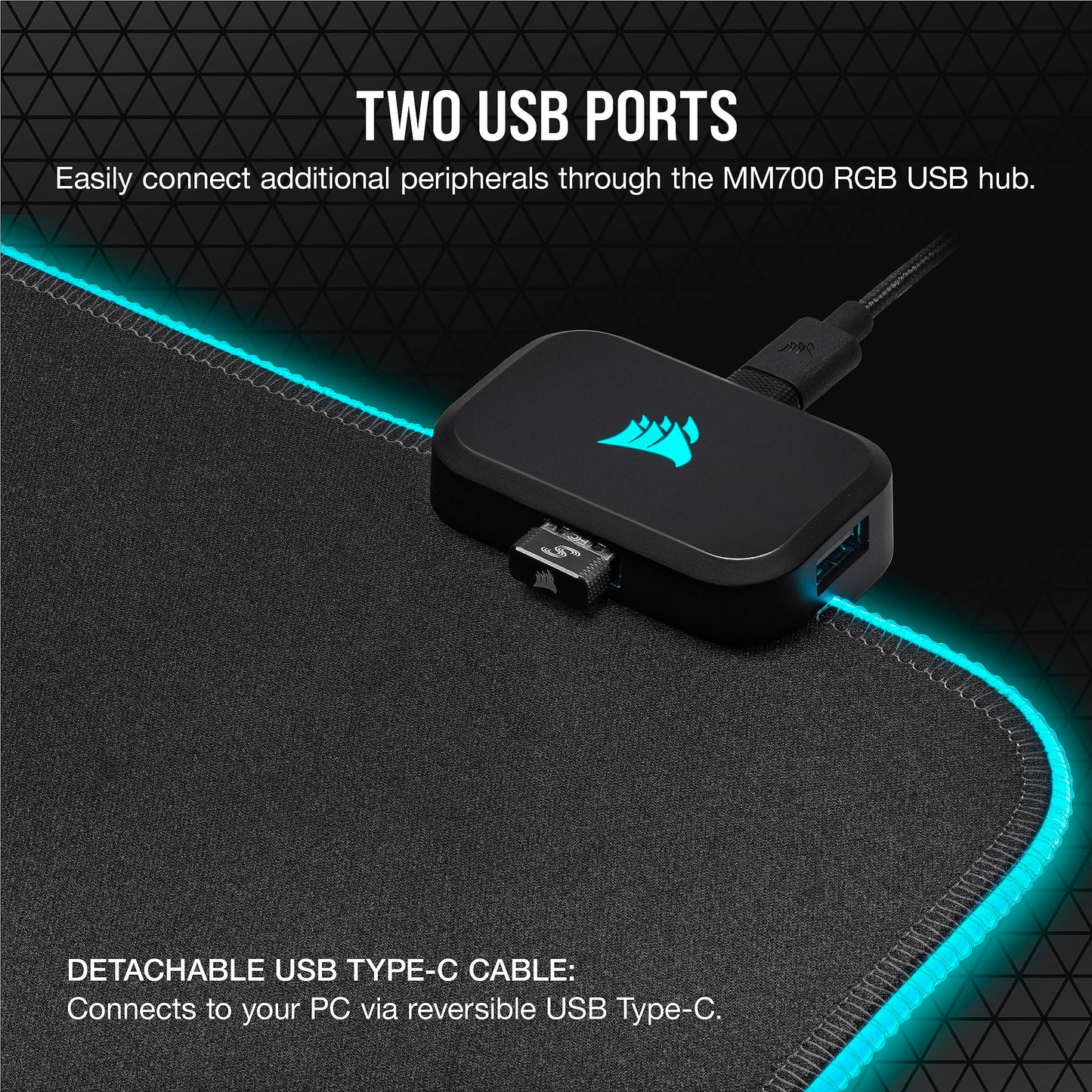 Corsair MM700 RGB Extended Gaming Mouse Pad with USB Hub