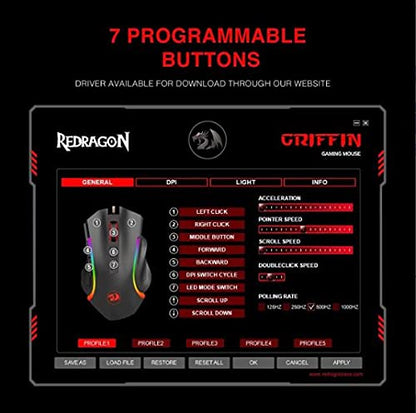 Redragon M602 Ergonomic RGB Gaming Mouse with Adjustable DPI