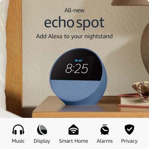 Amazon Echo Spot Smart Alarm Clock With Alexa Nightstand